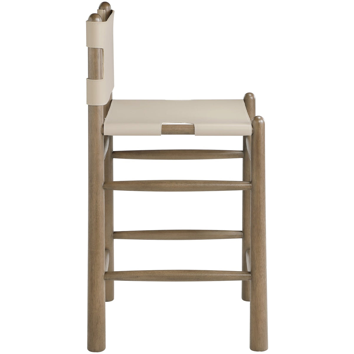 Santos Beige Vegan Leather Upholstered Counter Stool Set of 2