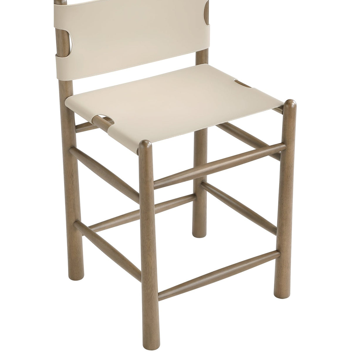 Santos Beige Vegan Leather Upholstered Counter Stool Set of 2