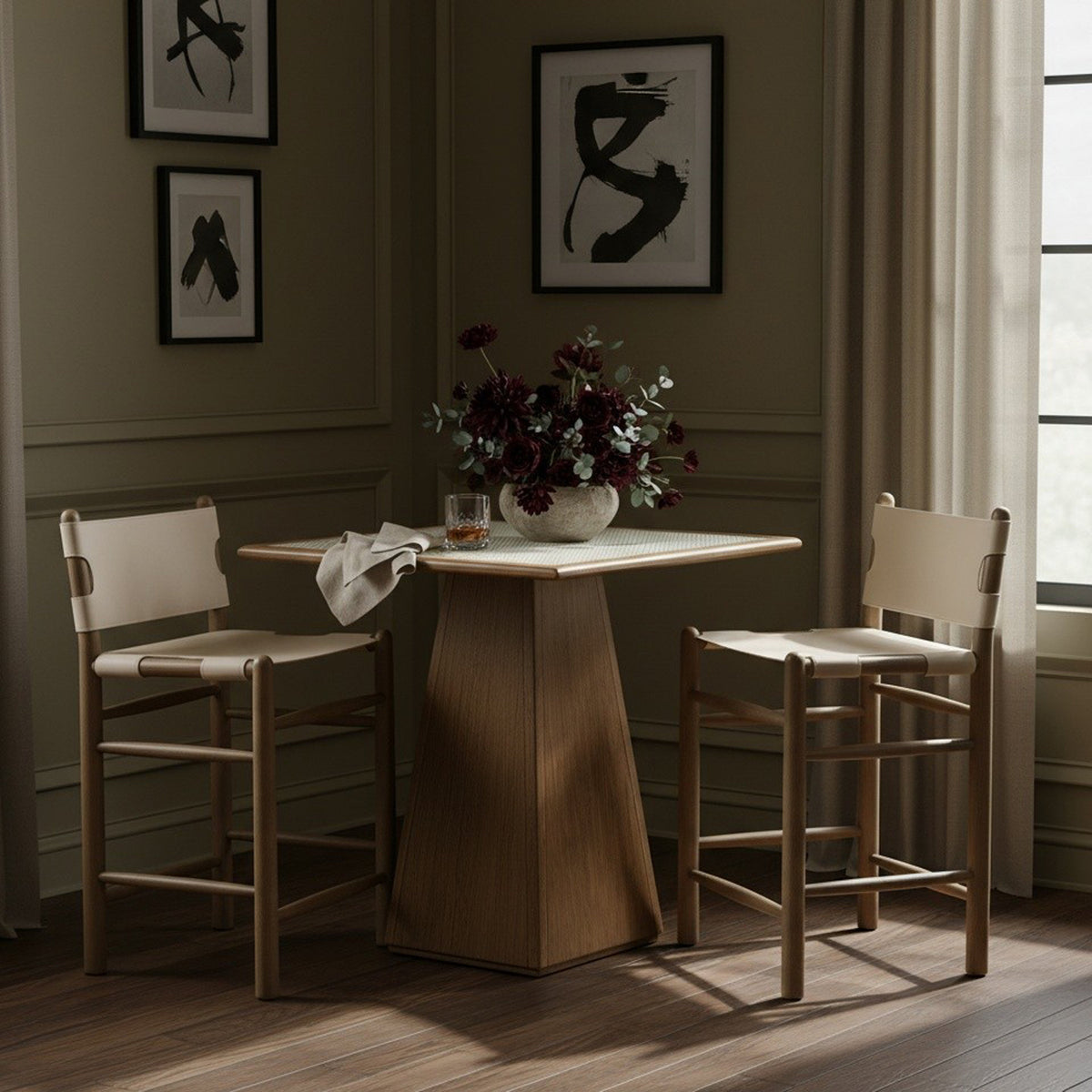 Santos Cream Vegan Leather Upholstered Counter Stool Set of 2