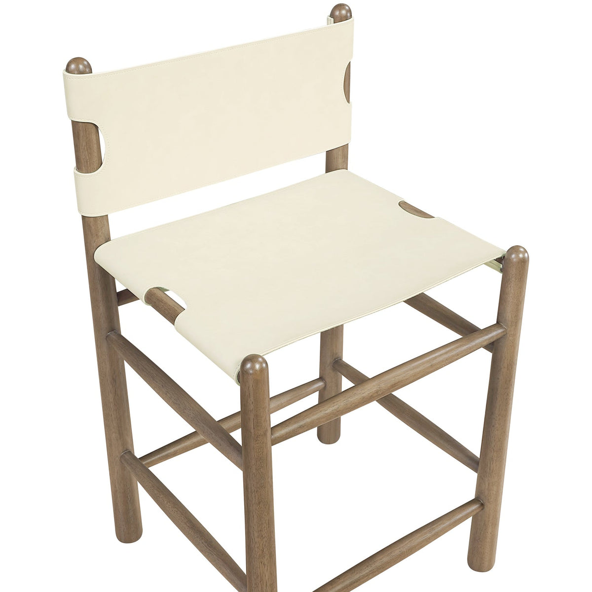 Santos Cream Vegan Leather Upholstered Counter Stool Set of 2
