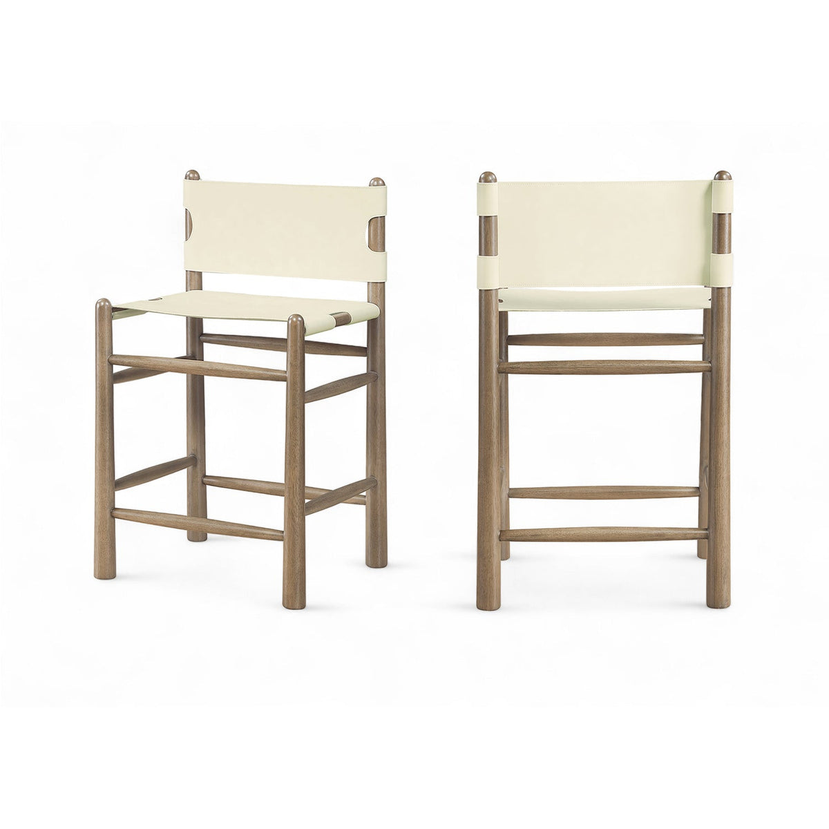 Santos Cream Vegan Leather Upholstered Counter Stool Set of 2