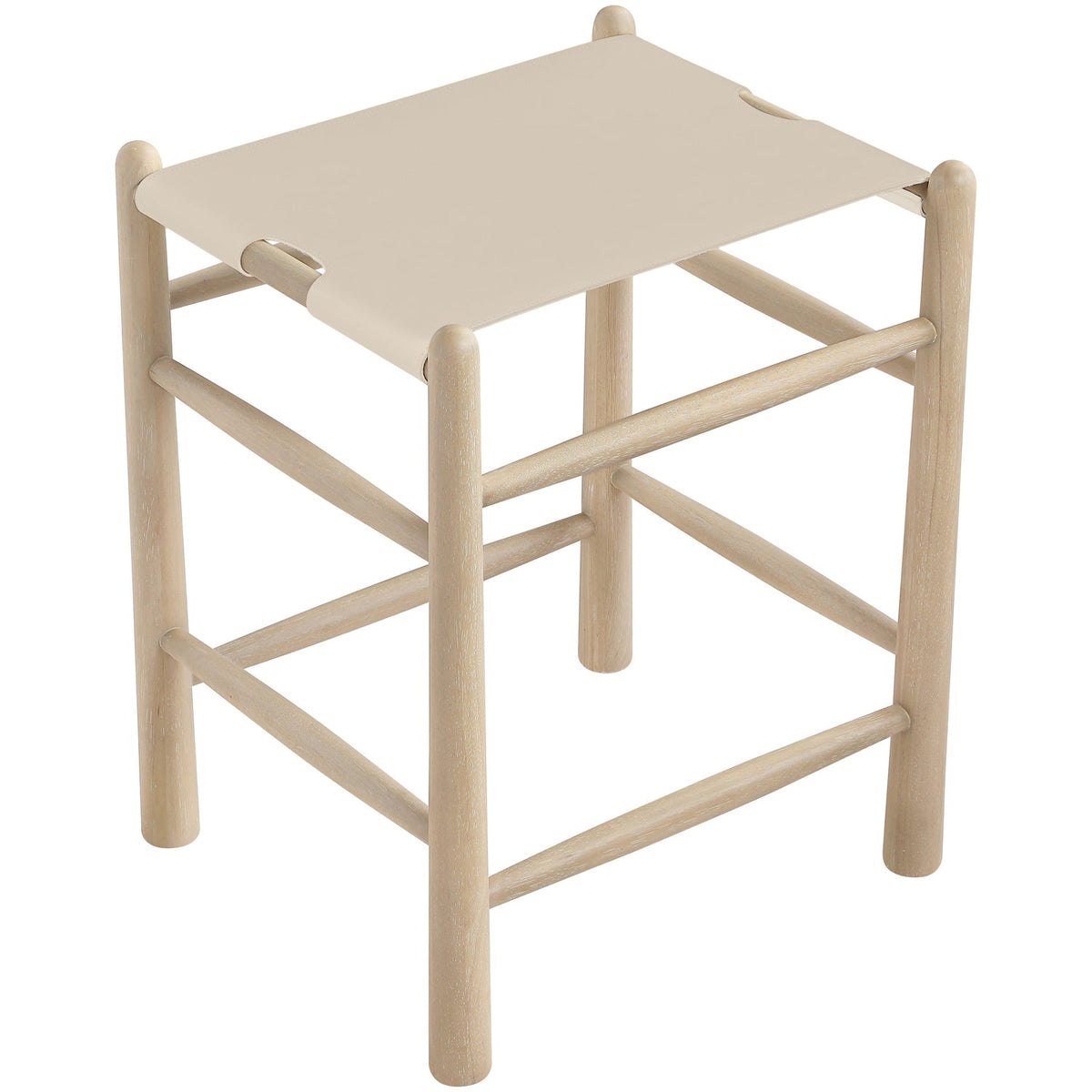 Santos Beige Vegan Leather Upholstered Counter Stool Set of 2