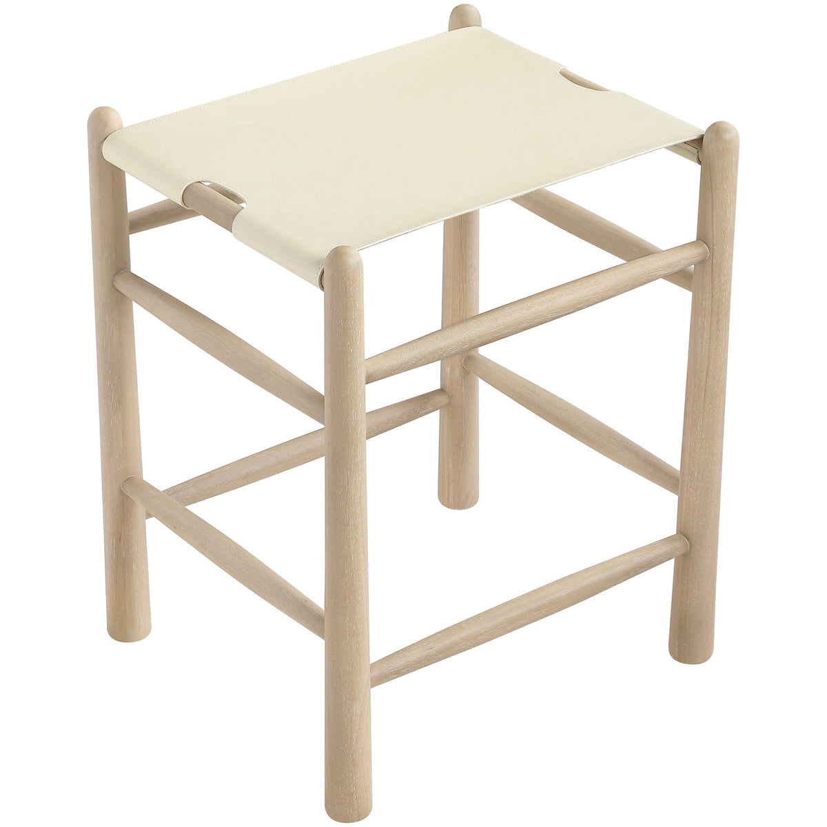 Santos Cream Vegan Leather Upholstered Counter Stool Set of 2