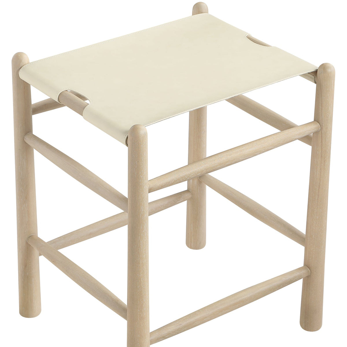 Santos Cream Vegan Leather Upholstered Counter Stool Set of 2