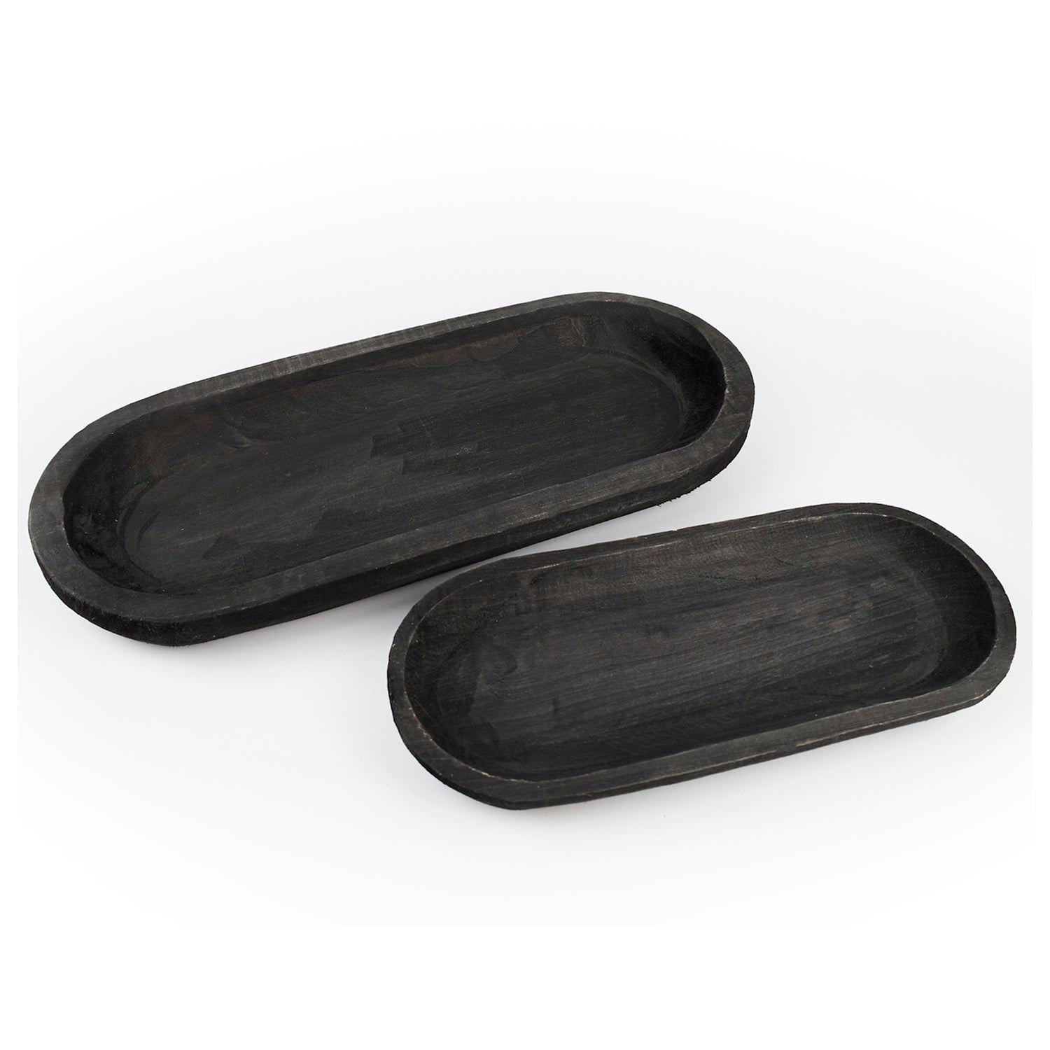 Wooden Dough Bowl Tray Set of 2