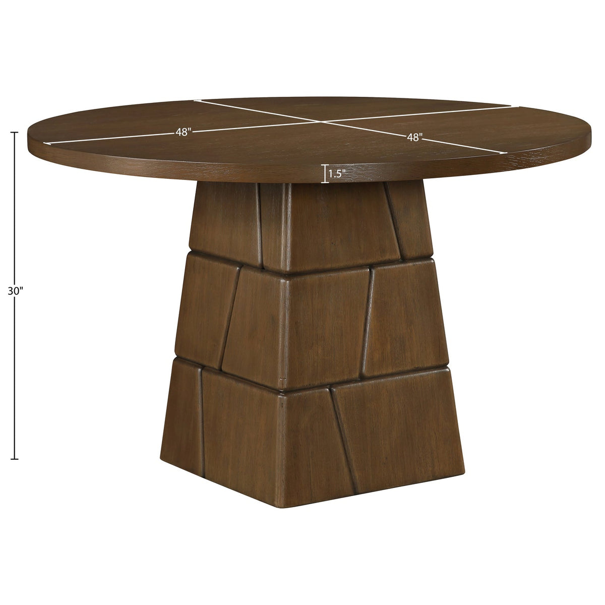 Tavio 48in Brown Walnut Oak Veneer And Solid Wood Dining Table