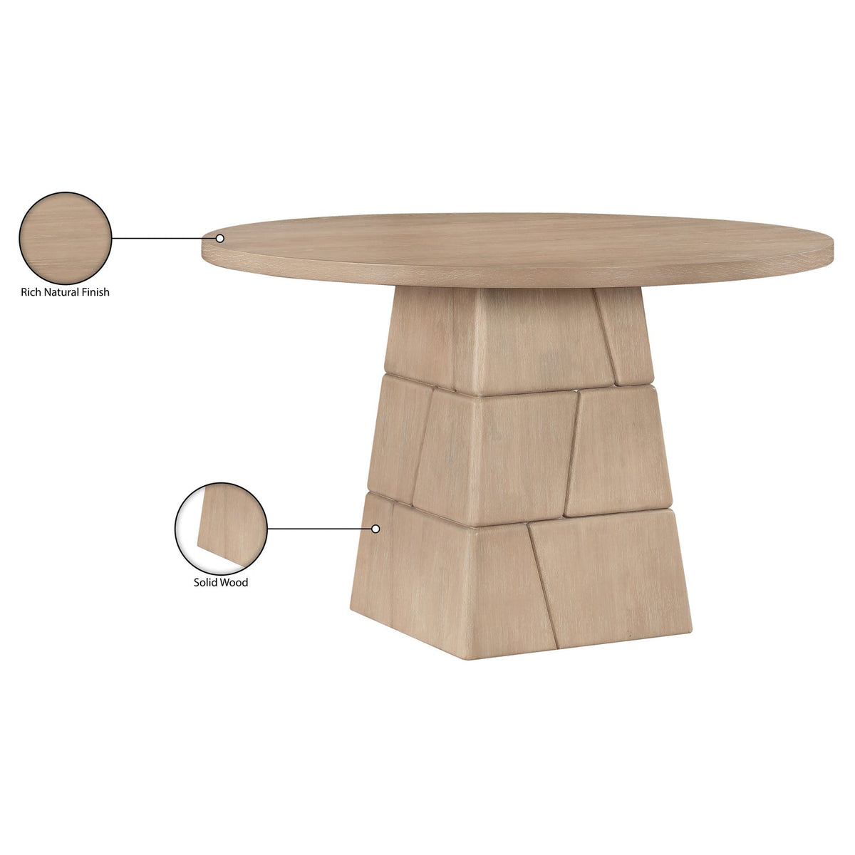 Tavio 48in Natural Oak Veneer And Solid Wood Dining Table
