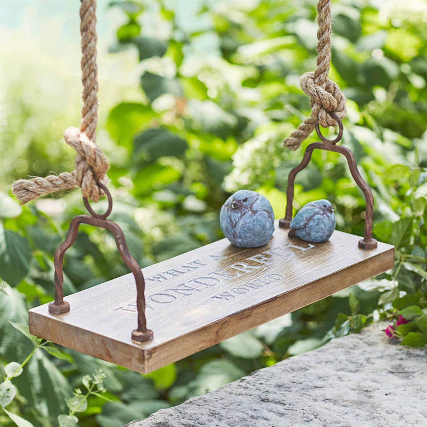 What a Wonderful World Wood Garden Swing