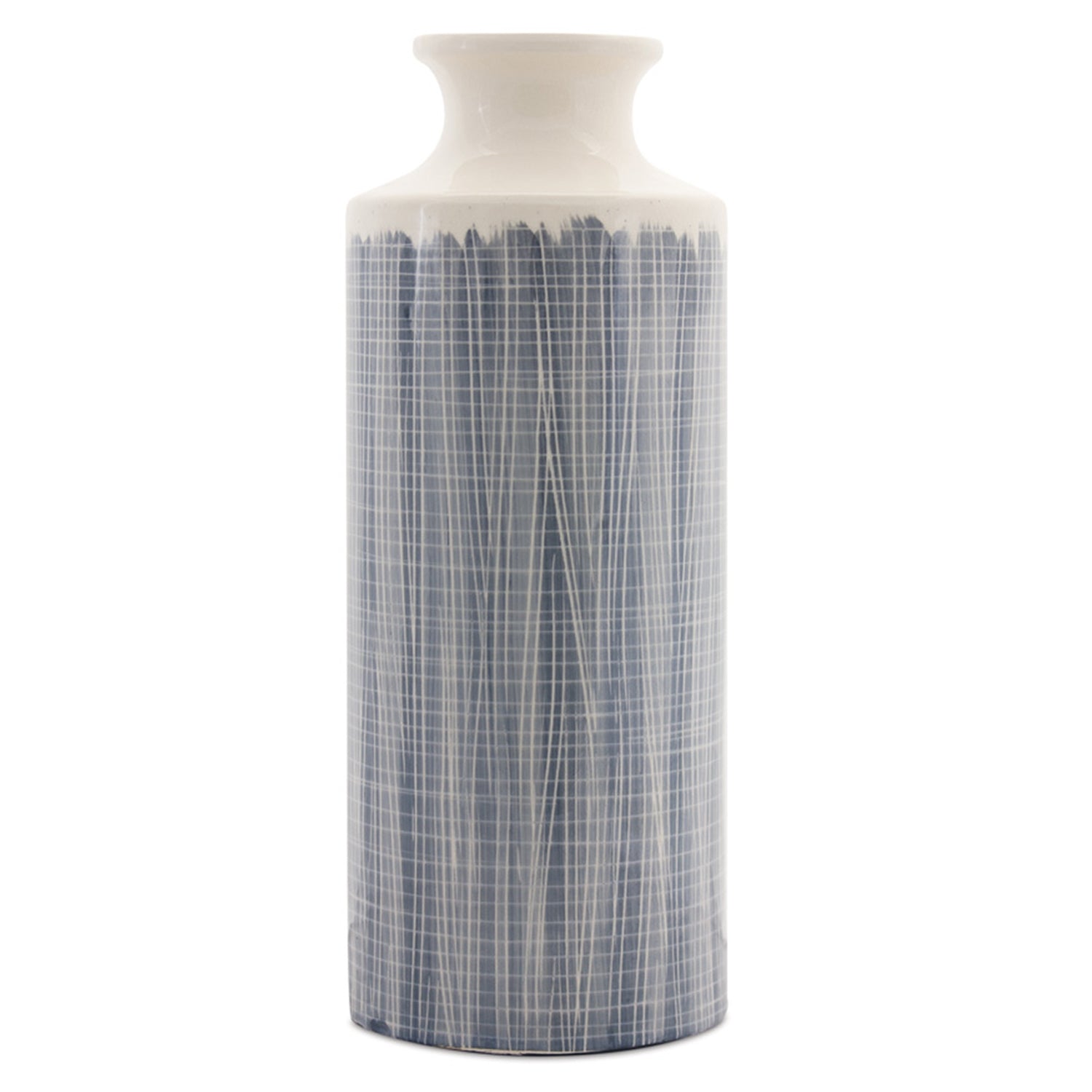 Terra Cotta Floor Vase with Criss Cross