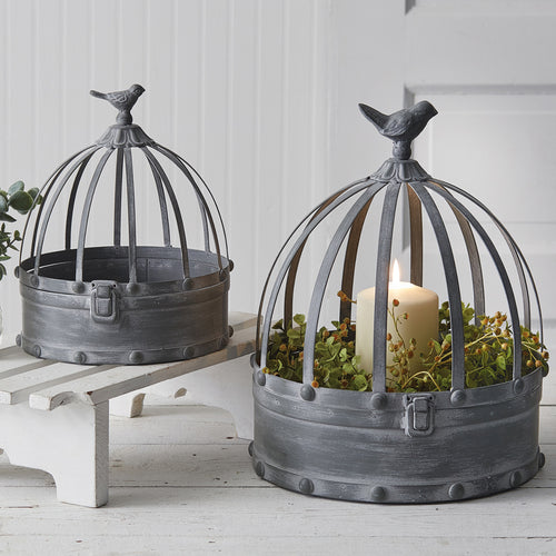 Cloches with Bird Set of 2