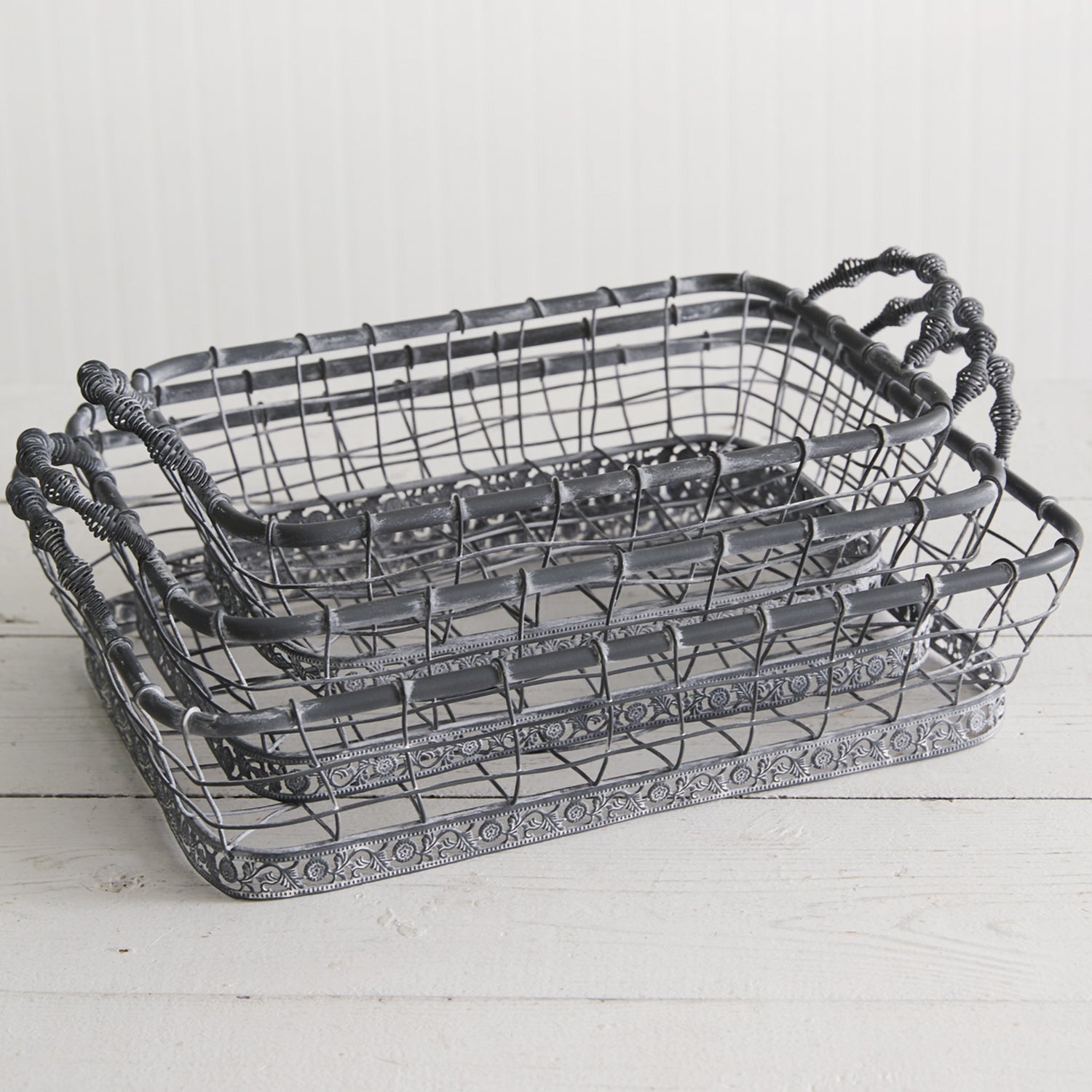 Rectangular Wire Basket Tray Set of 3