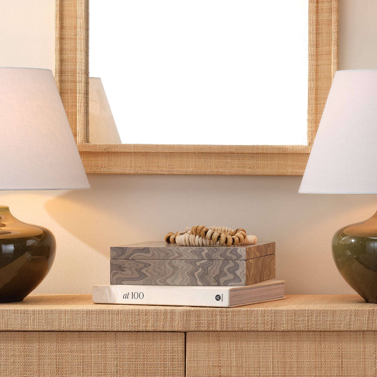 Jamie Young Valley Sand Grey Veneer Decorative Box