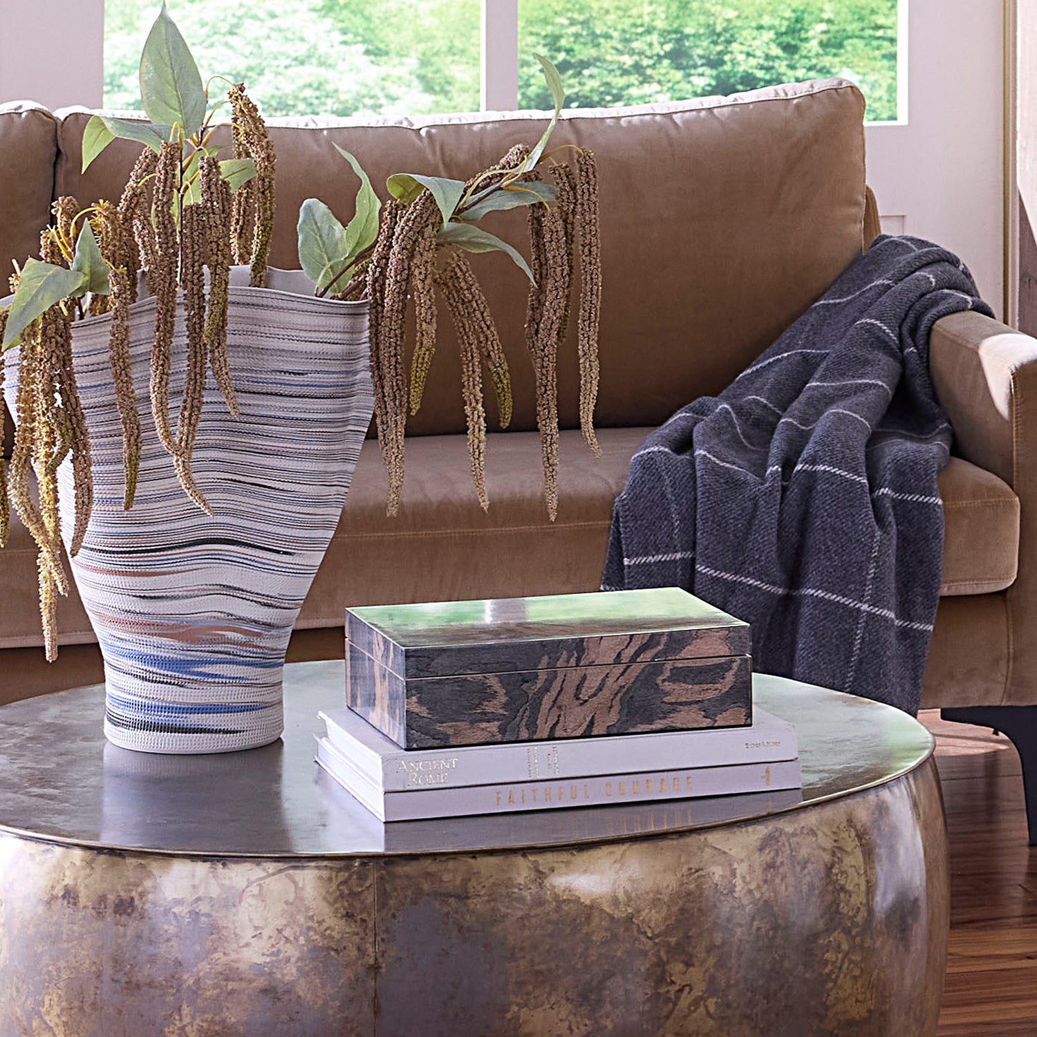 Jamie Young Woodgrain Navy Lacquer Decorative Box