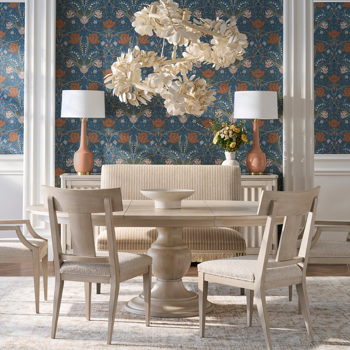 Fairfield Chair Matteo Aria Champagne Mist Round Dining Table