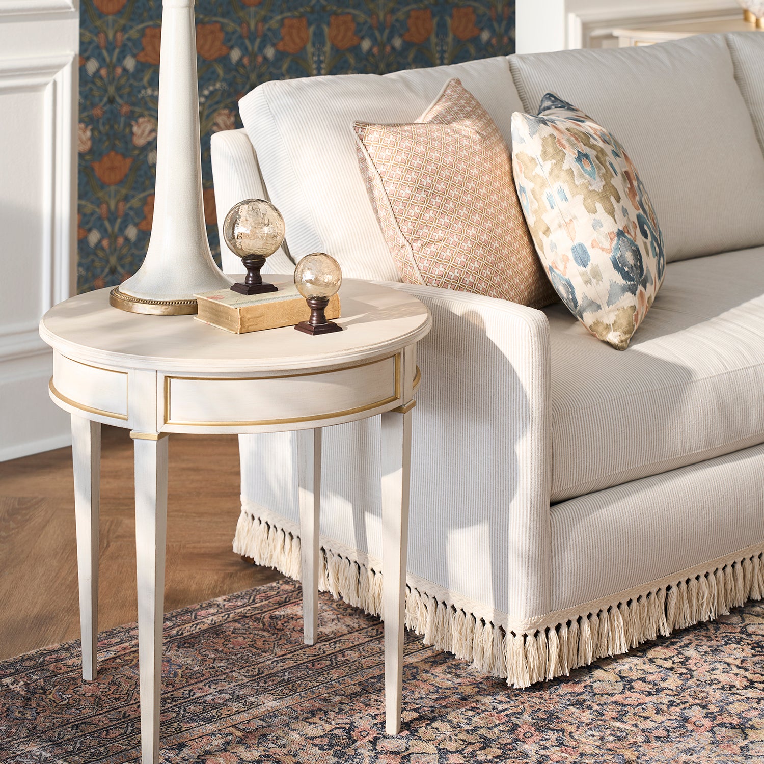 Fairfield Chair Matteo Linea Champagne Mist Round End Table Set of 2