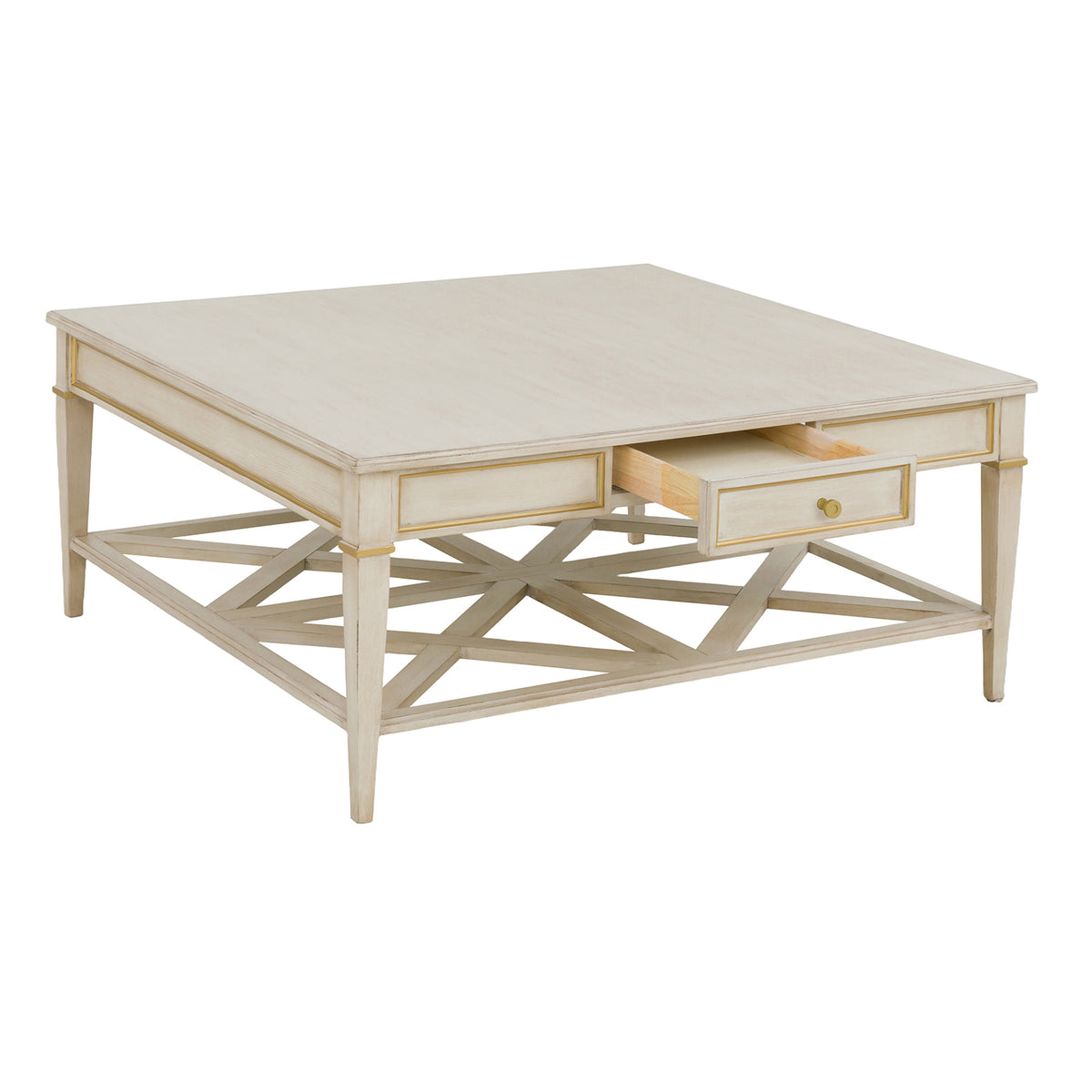 Fairfield Chair Matteo Linea Champagne Mist Square One Drawer Cocktail Table