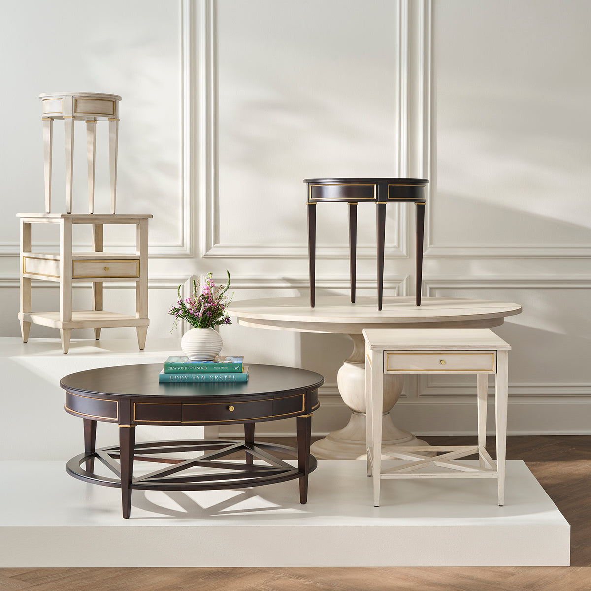Fairfield Chair Matteo Linea Champagne Mist Rectangular One Drawer End Table Set of 2