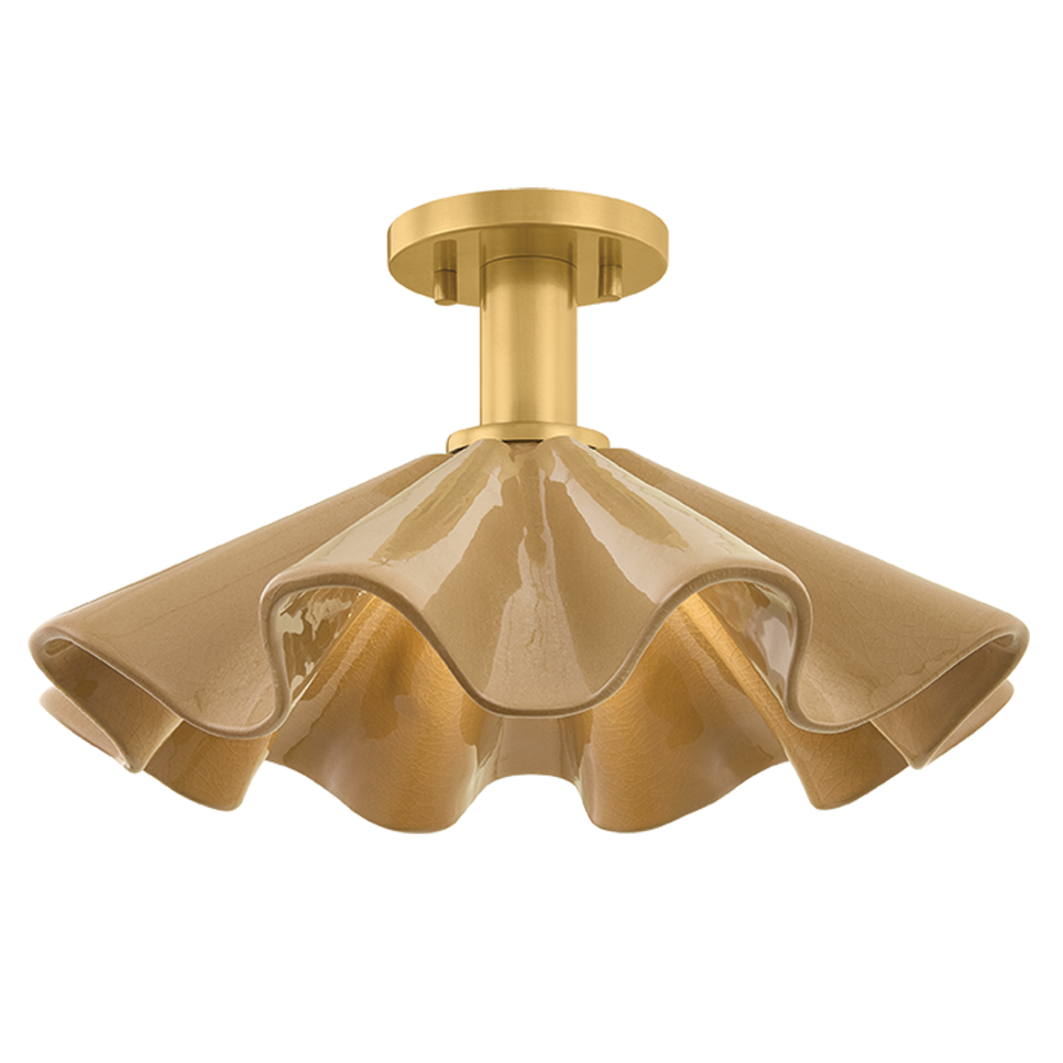 Hudson Valley Lighting Libertyville Semi Flush Mount in Aged Brass, primary product view