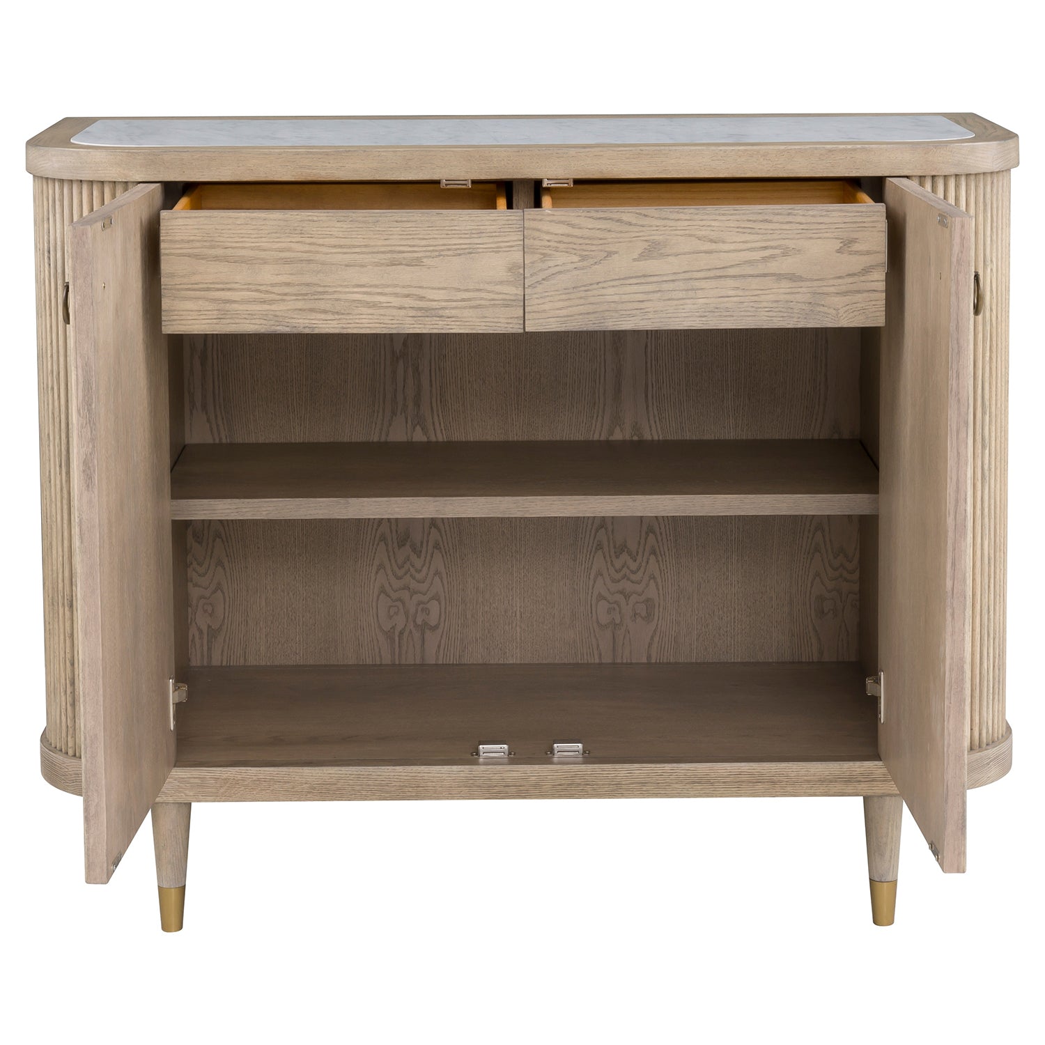Everett Charcoal Demilune Credenza styling detail
