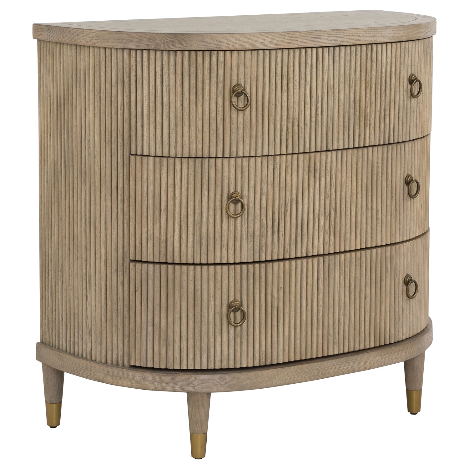 Everett Three Drawer Demilune Chest in Biscotti
