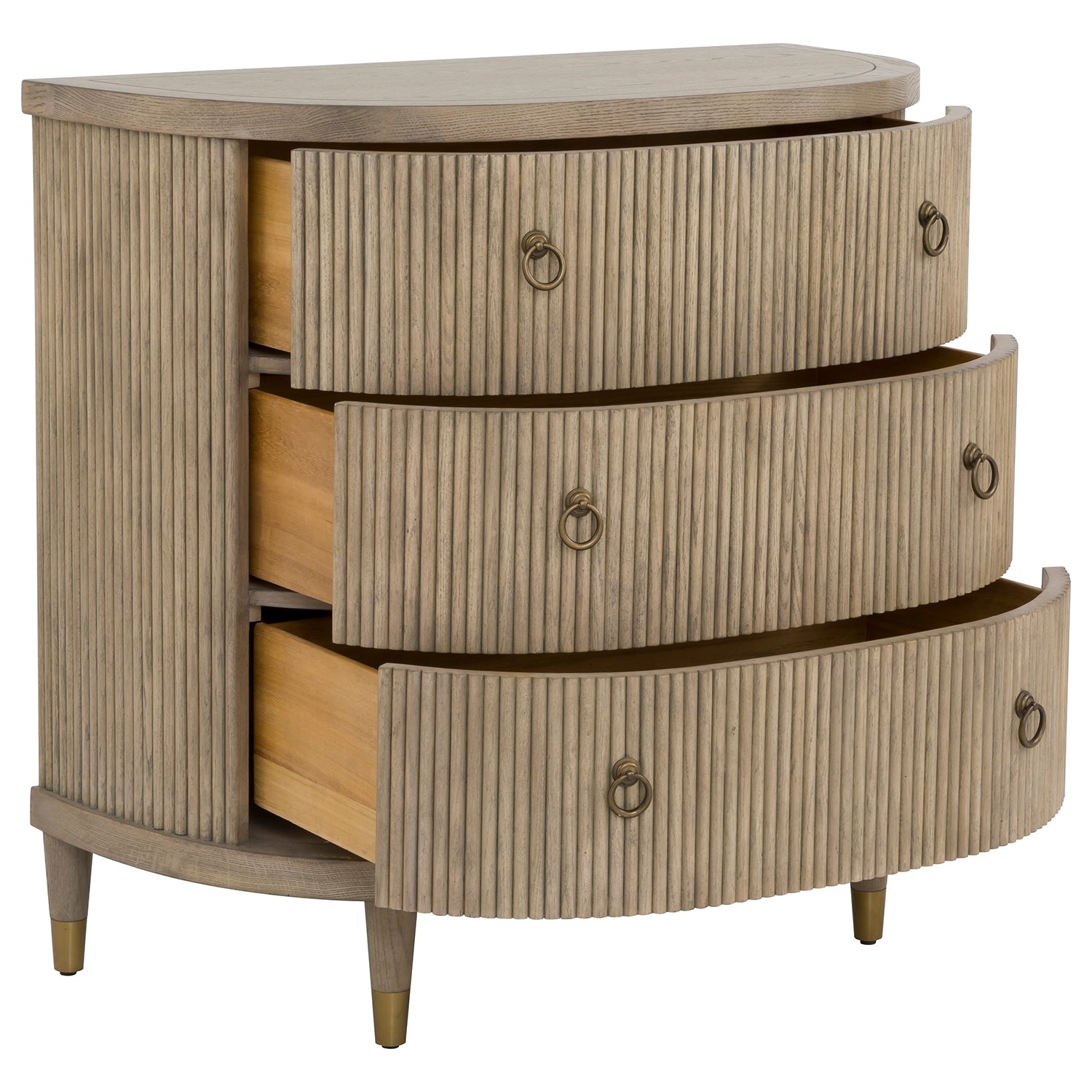 Everett Three Drawer Demilune Chest full product view