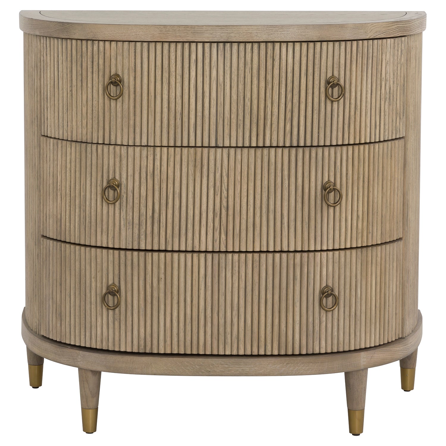 Everett Three Drawer Demilune Chest material close-up