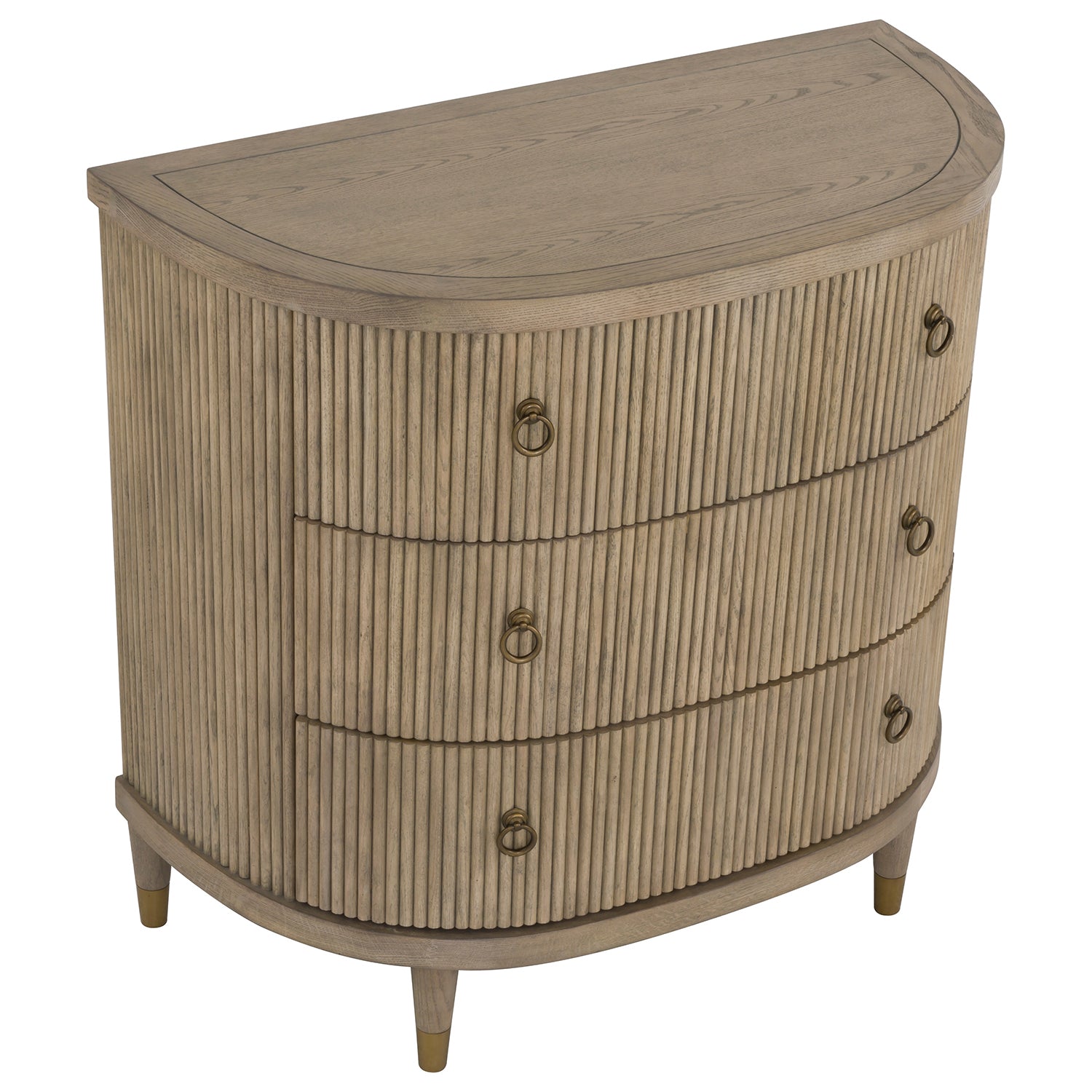 Everett Three Drawer Demilune Chest styling detail