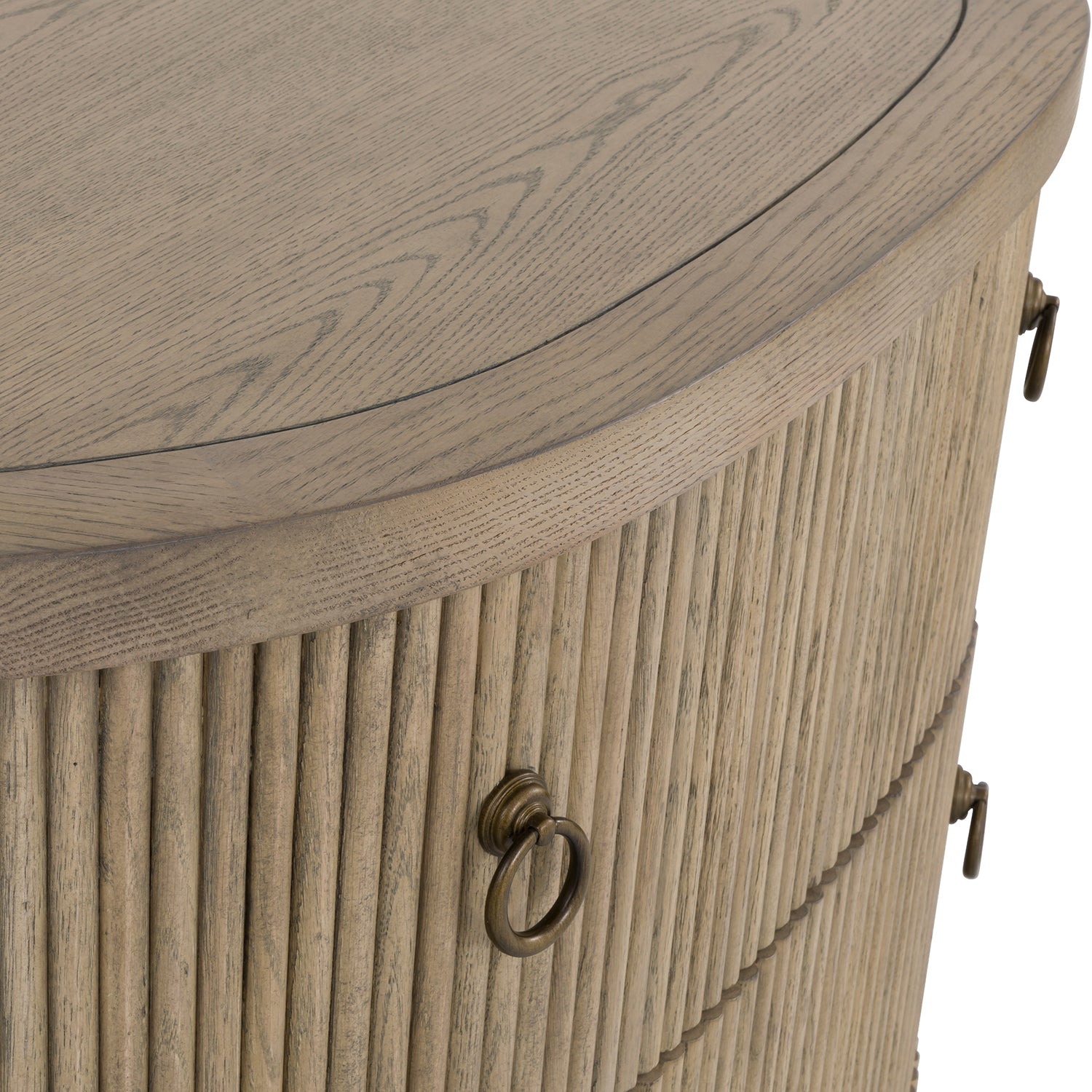 Everett Three Drawer Demilune Chest craftsmanship detail