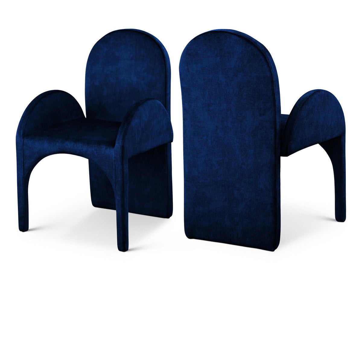 Summer Navy Velvet Upholstered Dining Arm Chair Set of 2