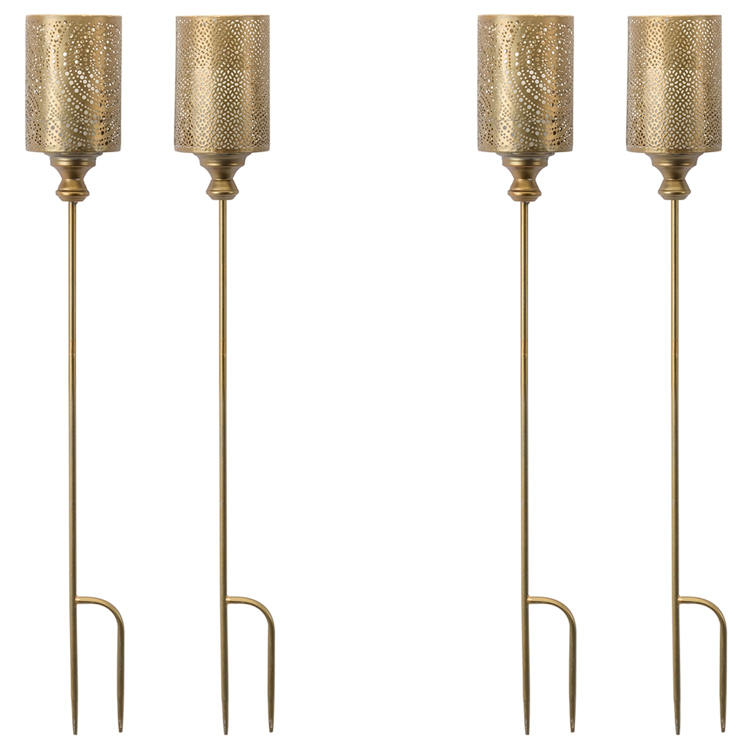 Punched Metal Candle Holder Garden Stake Set of 4