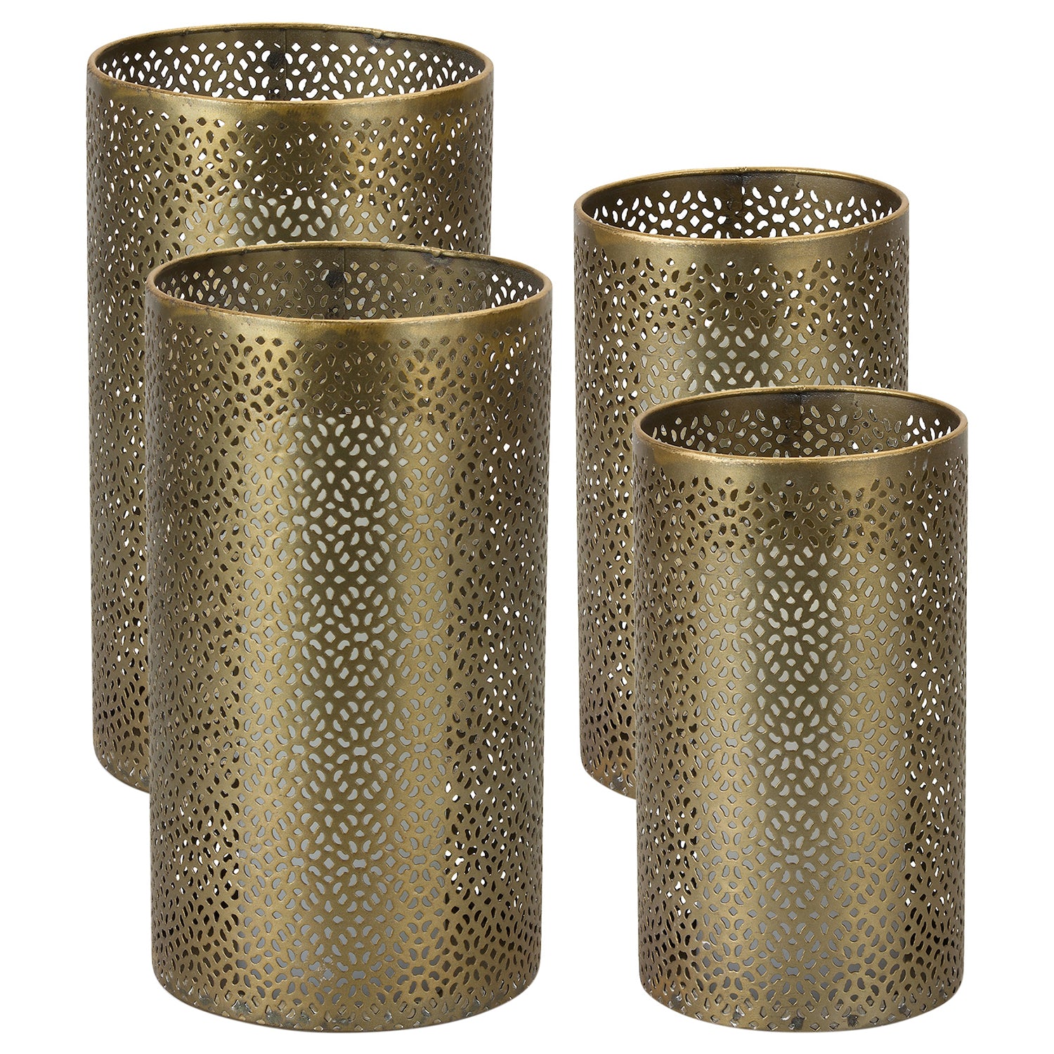 Ornamental Punched Metal Candle Holder Set of 4