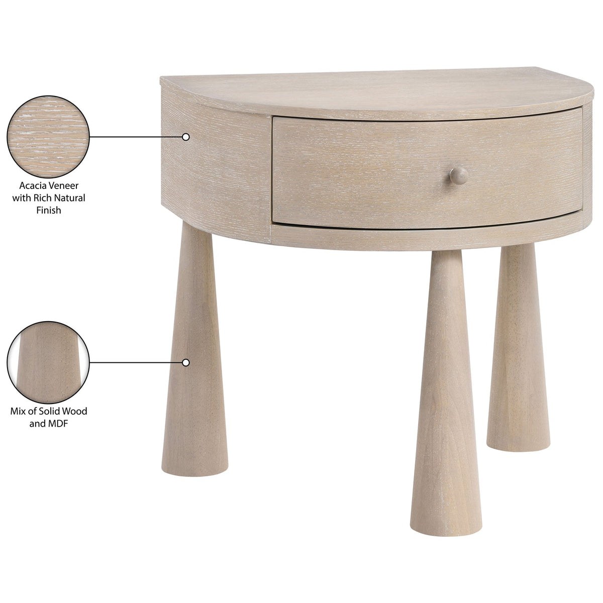 Oasis 23.75in Natural Acacia Veneer And Solid Wood Nightstand Set of 2