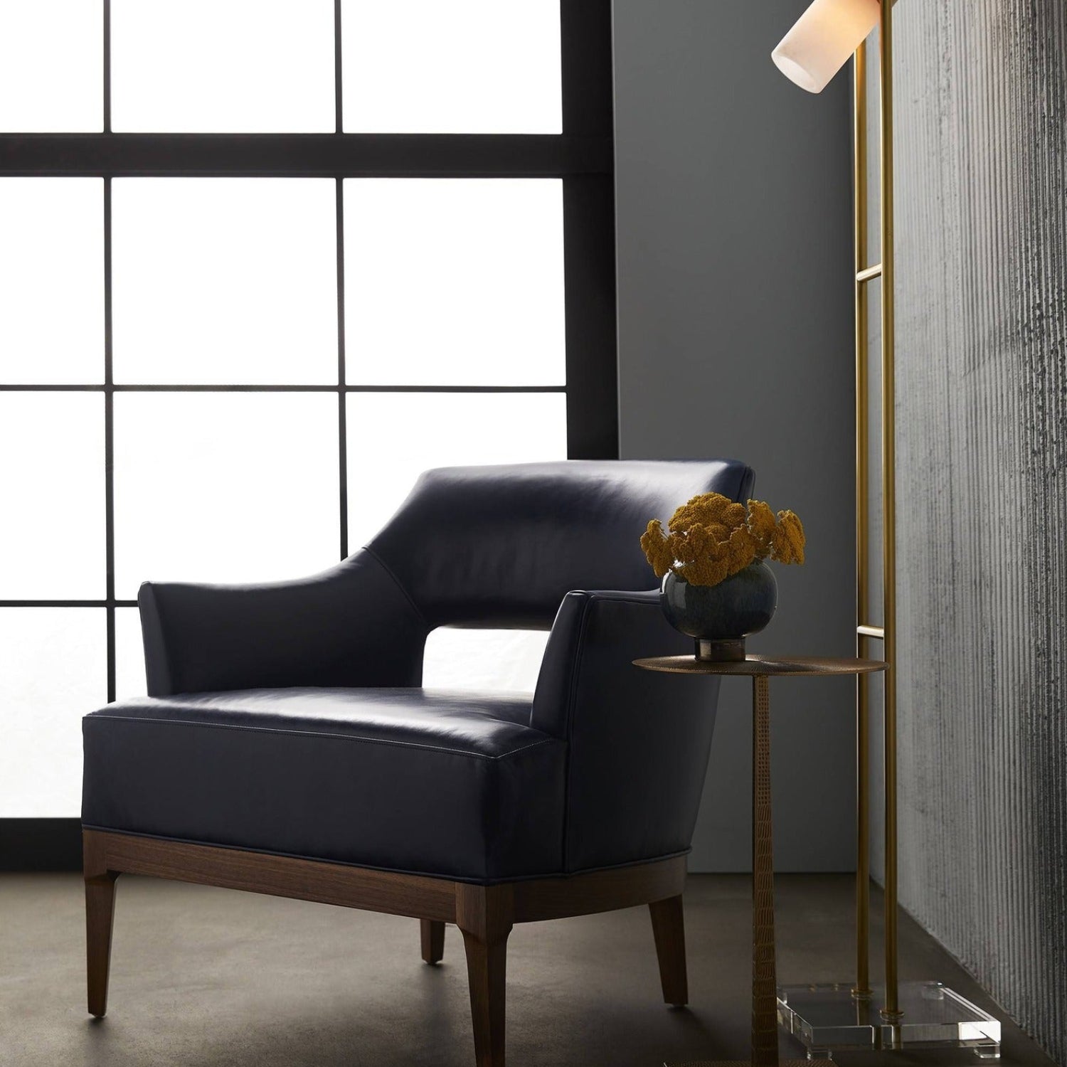 Arteriors Laurette Indigo Leather Chair