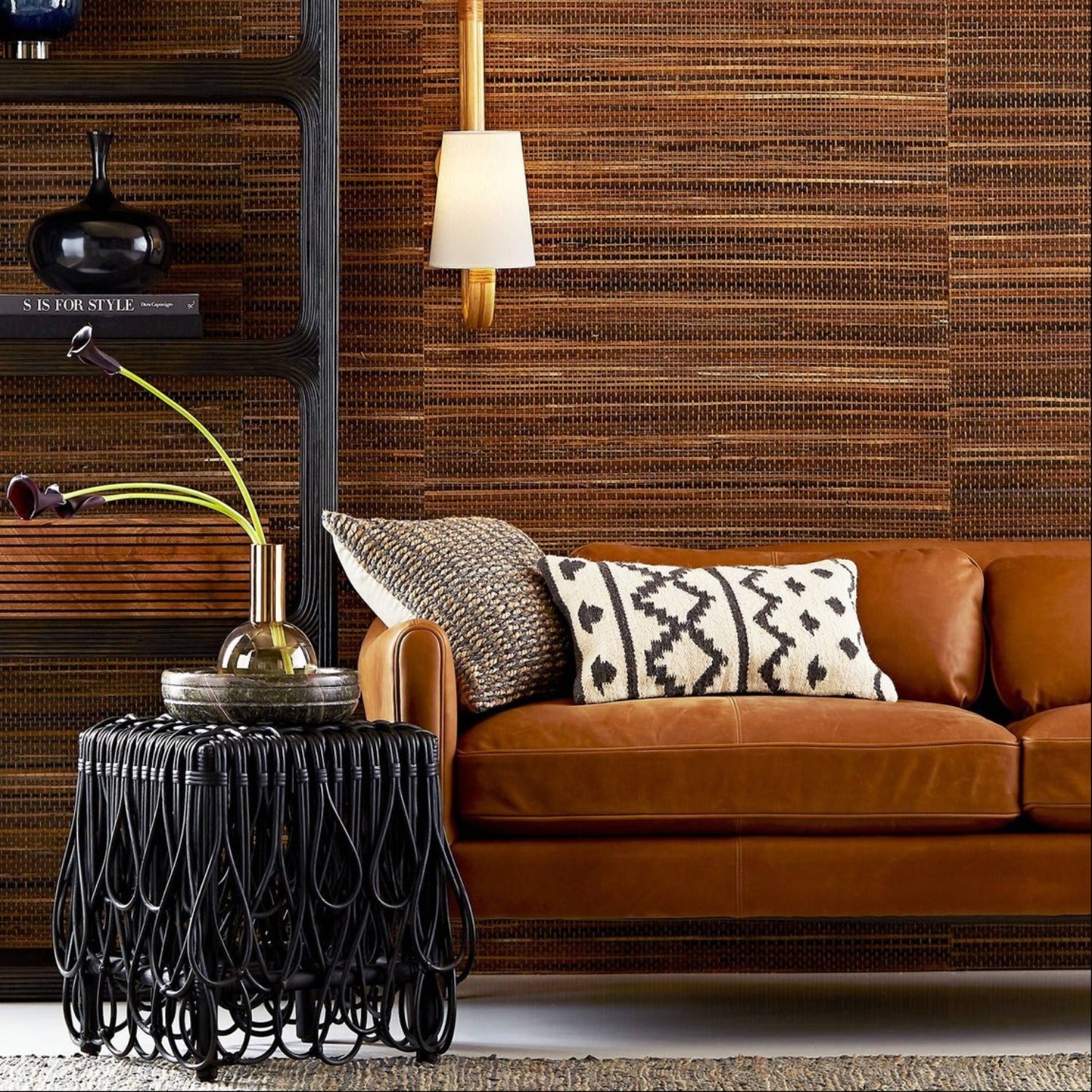 Arteriors Vincent Butterscotch Leather Sofa