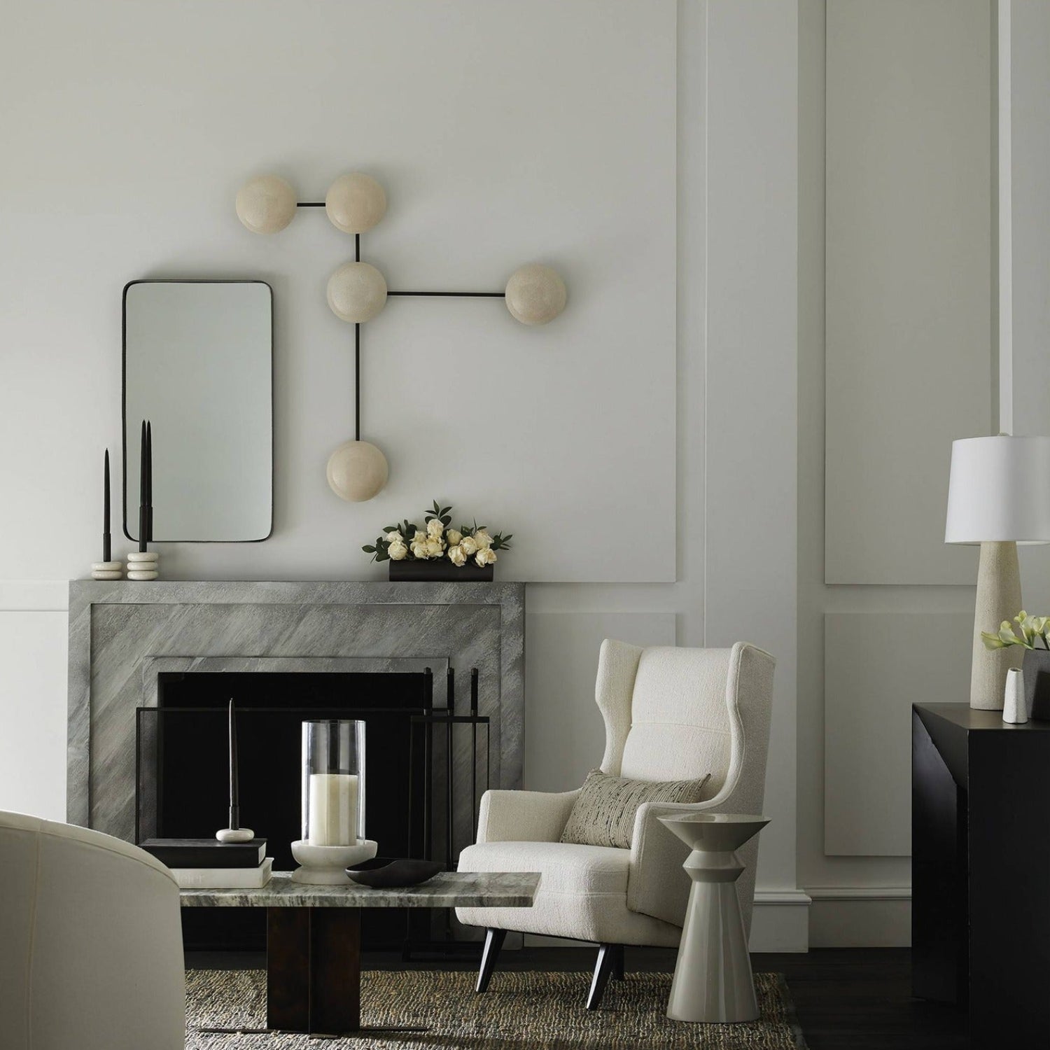 Arteriors Budelli Cloud Boucle Gray Ash Wing Chair