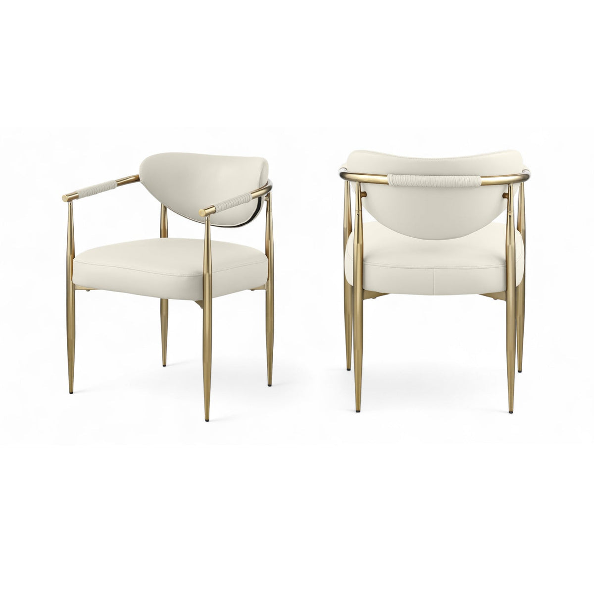Virella Cream Vegan Leather Upholstered Dining Chair Set of 2