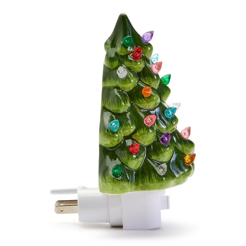 Vintage Christmas Tree Nightlight Décor, close-up detail