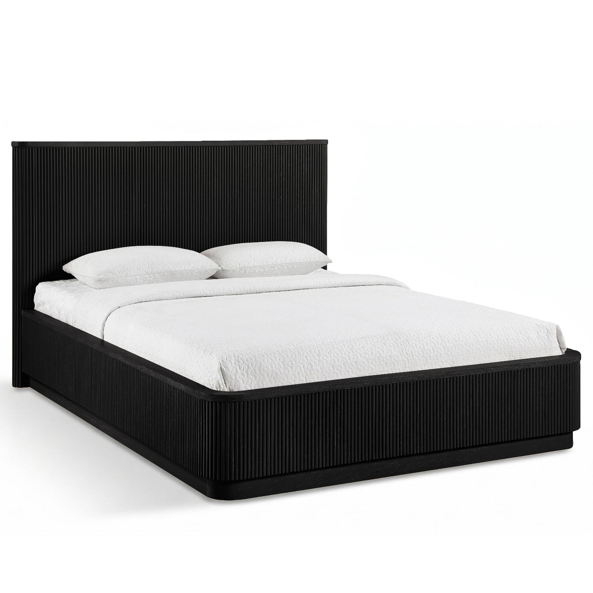 Astrid Black Solid Wood And Oak Veneer Bed in Black solid wood with oak veneer, primary product view