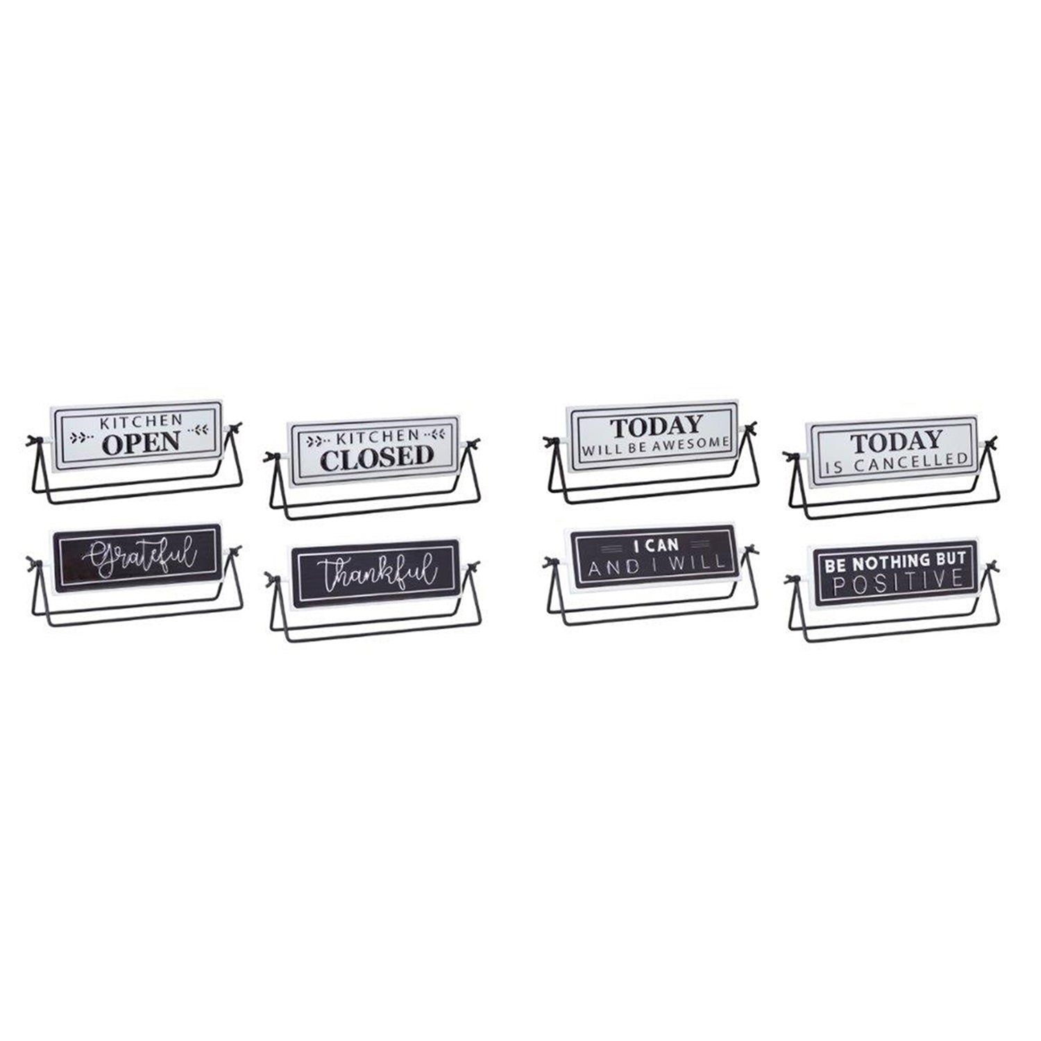 Reversable Sentiment Sign with Stand Set of 4