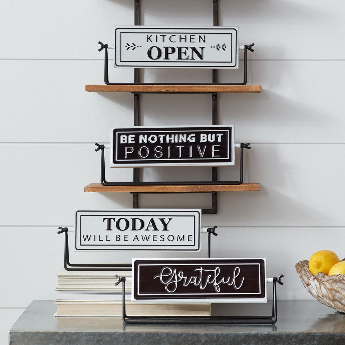 Reversable Sentiment Sign with Stand Set of 4