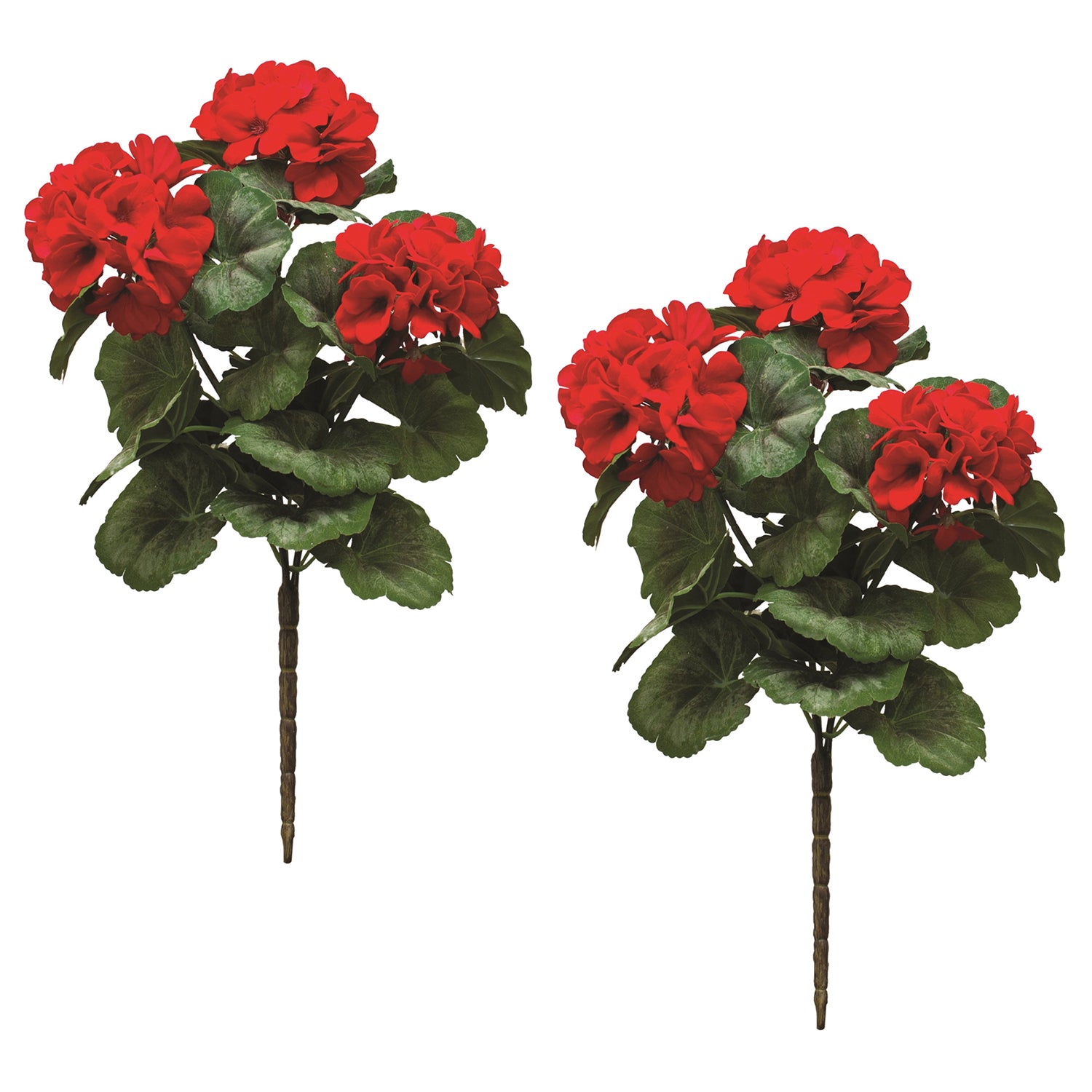 Red Geranium Floral Bush Set of 2