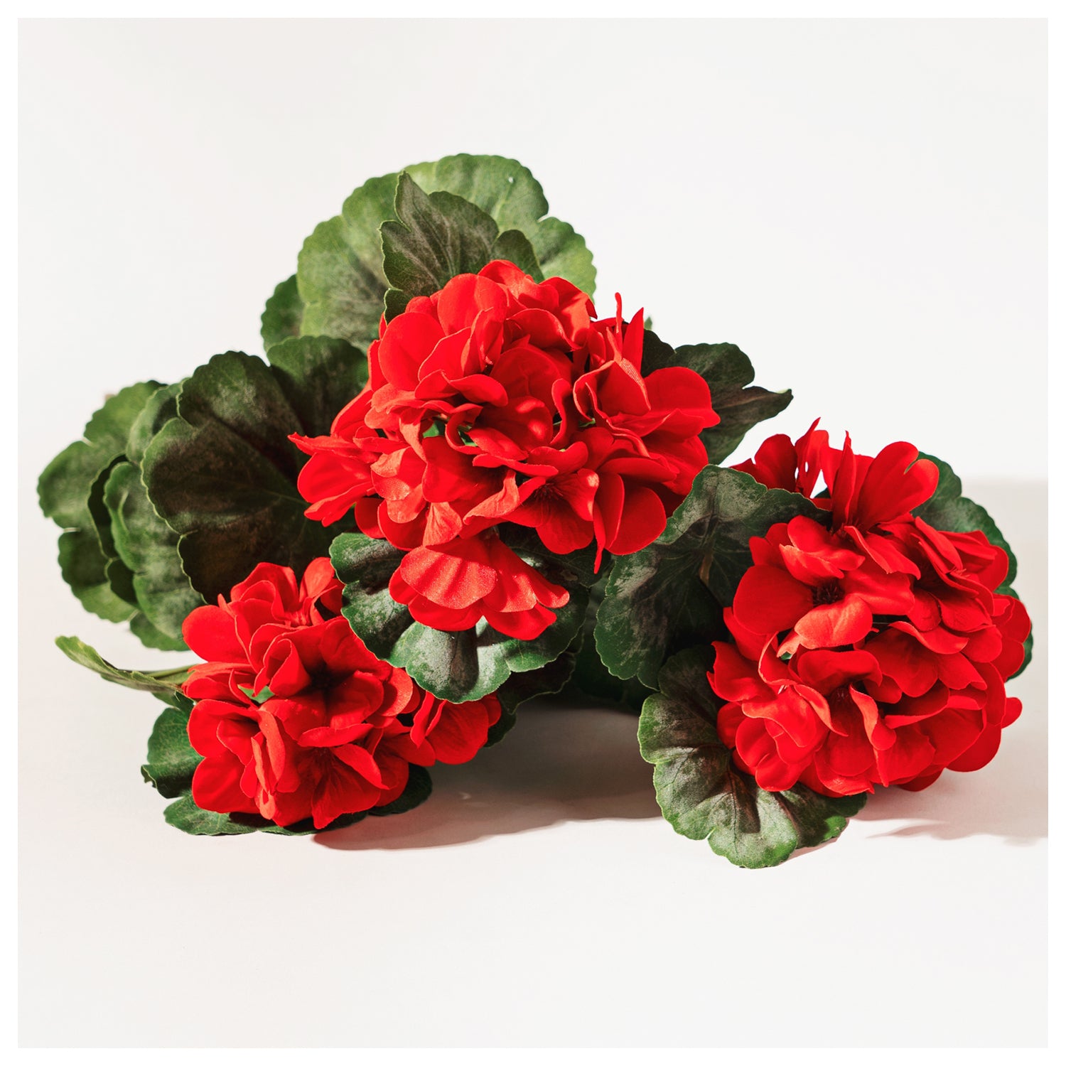 Red Geranium Floral Bush Set of 2