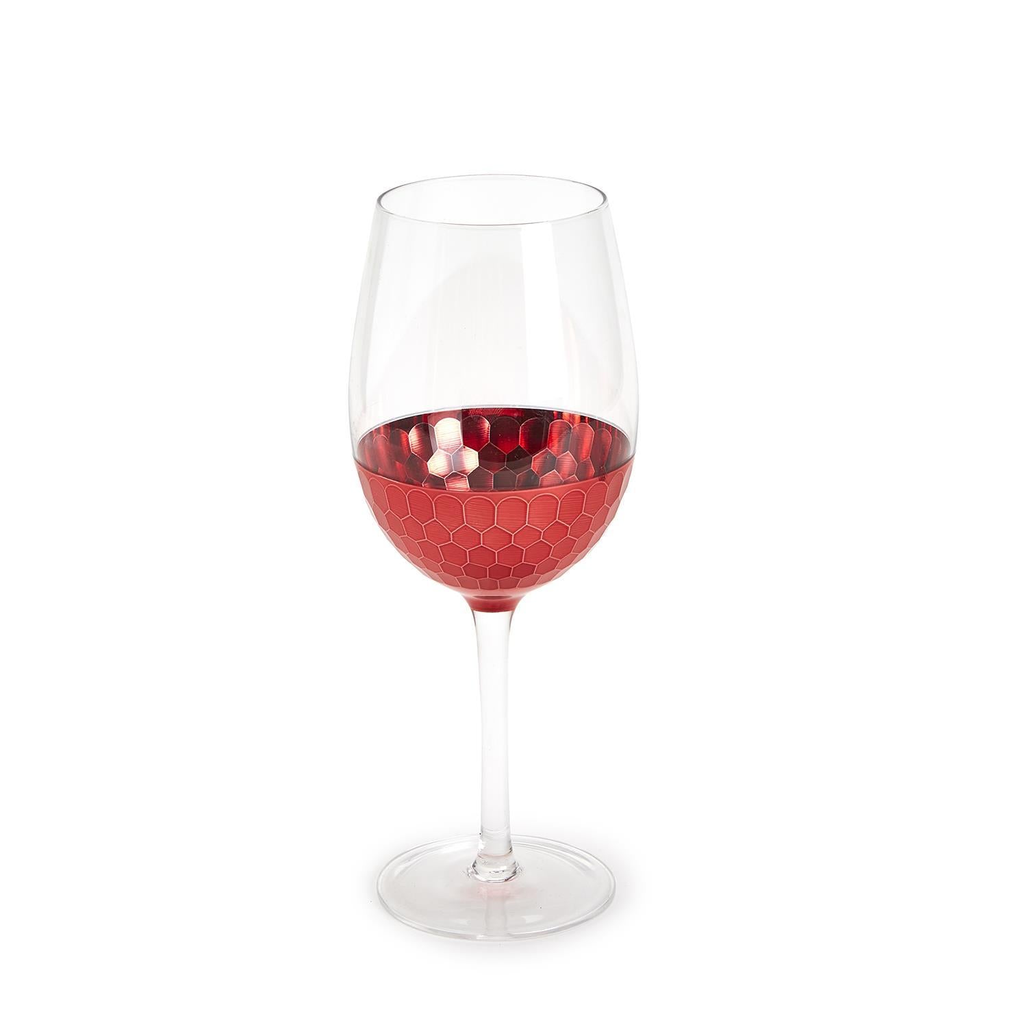 Red Hot Faceted Wine Glass Set of 4