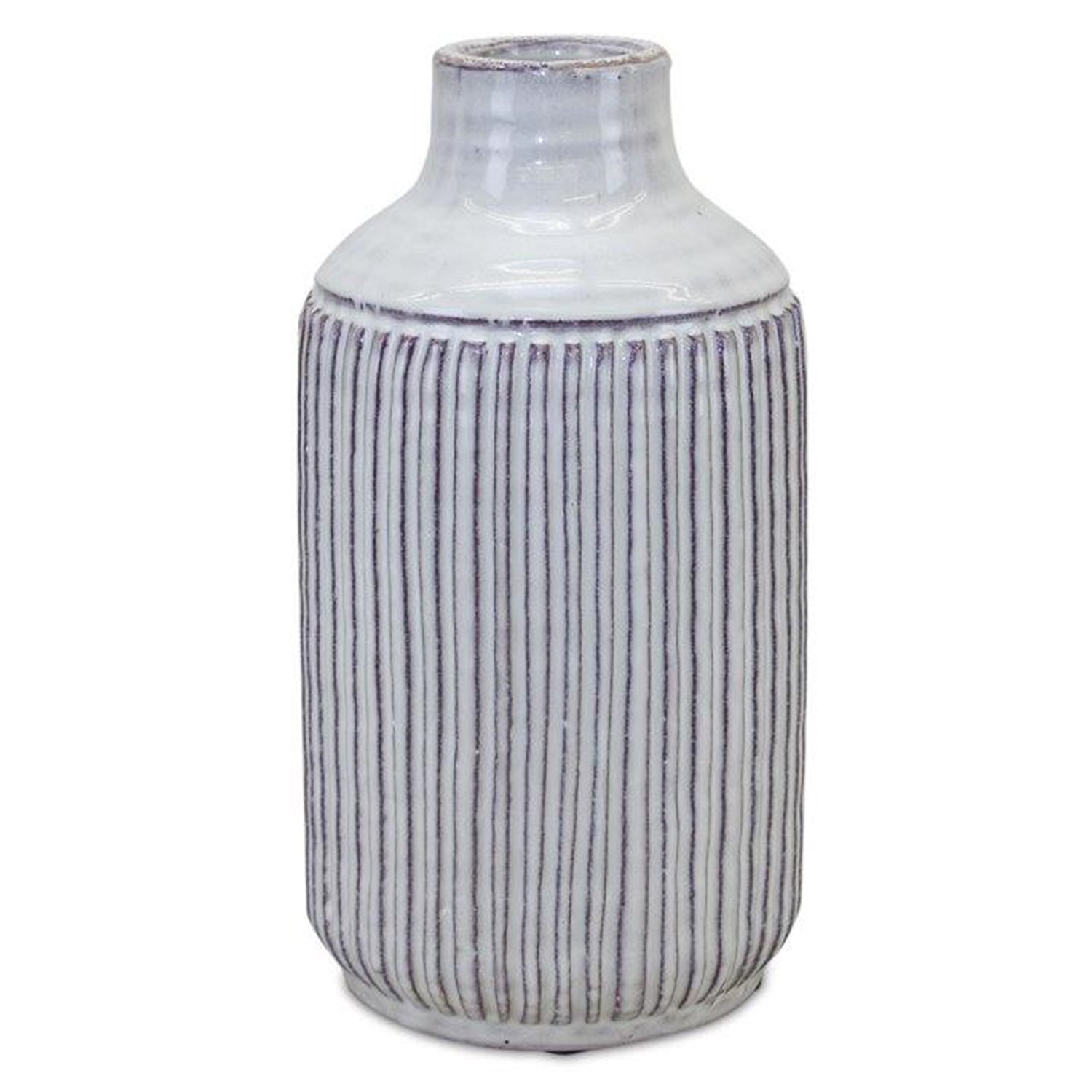 Rustic Ribbed Terra Cotta Vase