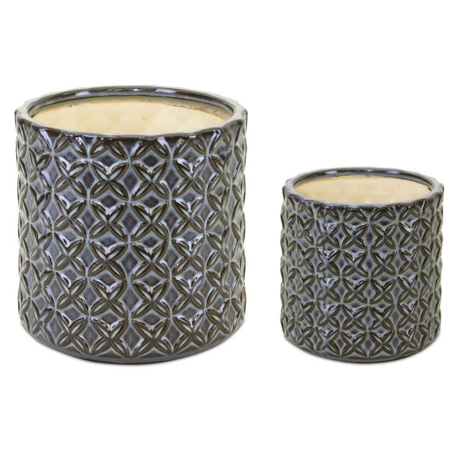 Geometric Ceramic Pot Set of 2