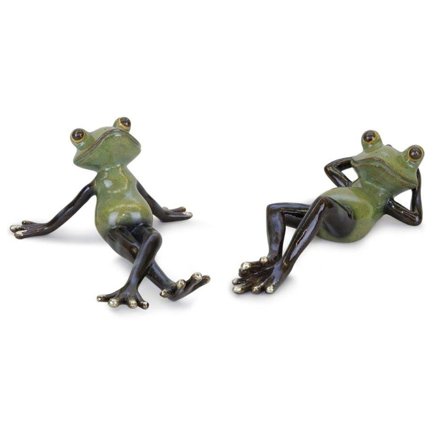 Lounging Garden Frog Figurine Set of 2