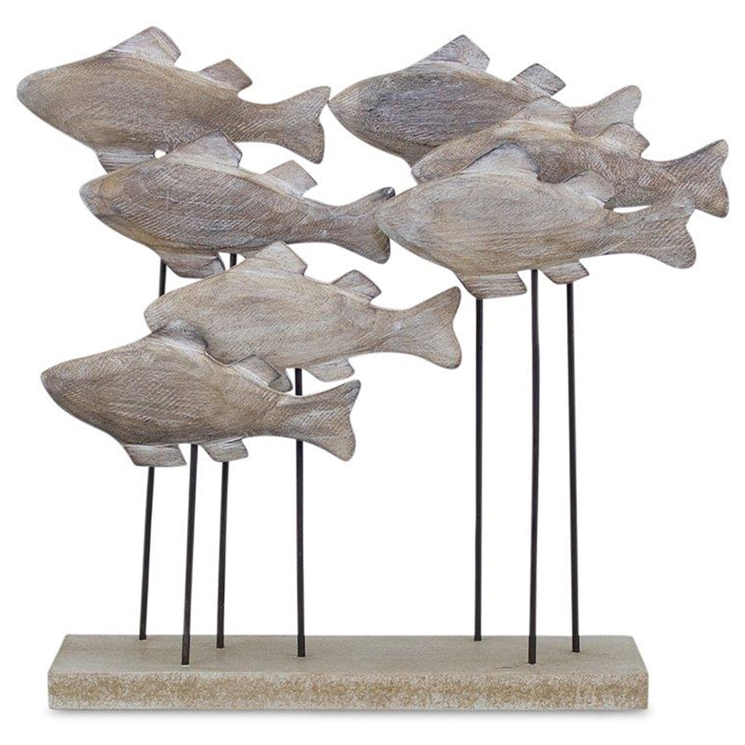 Wooden Fish School Sculpture