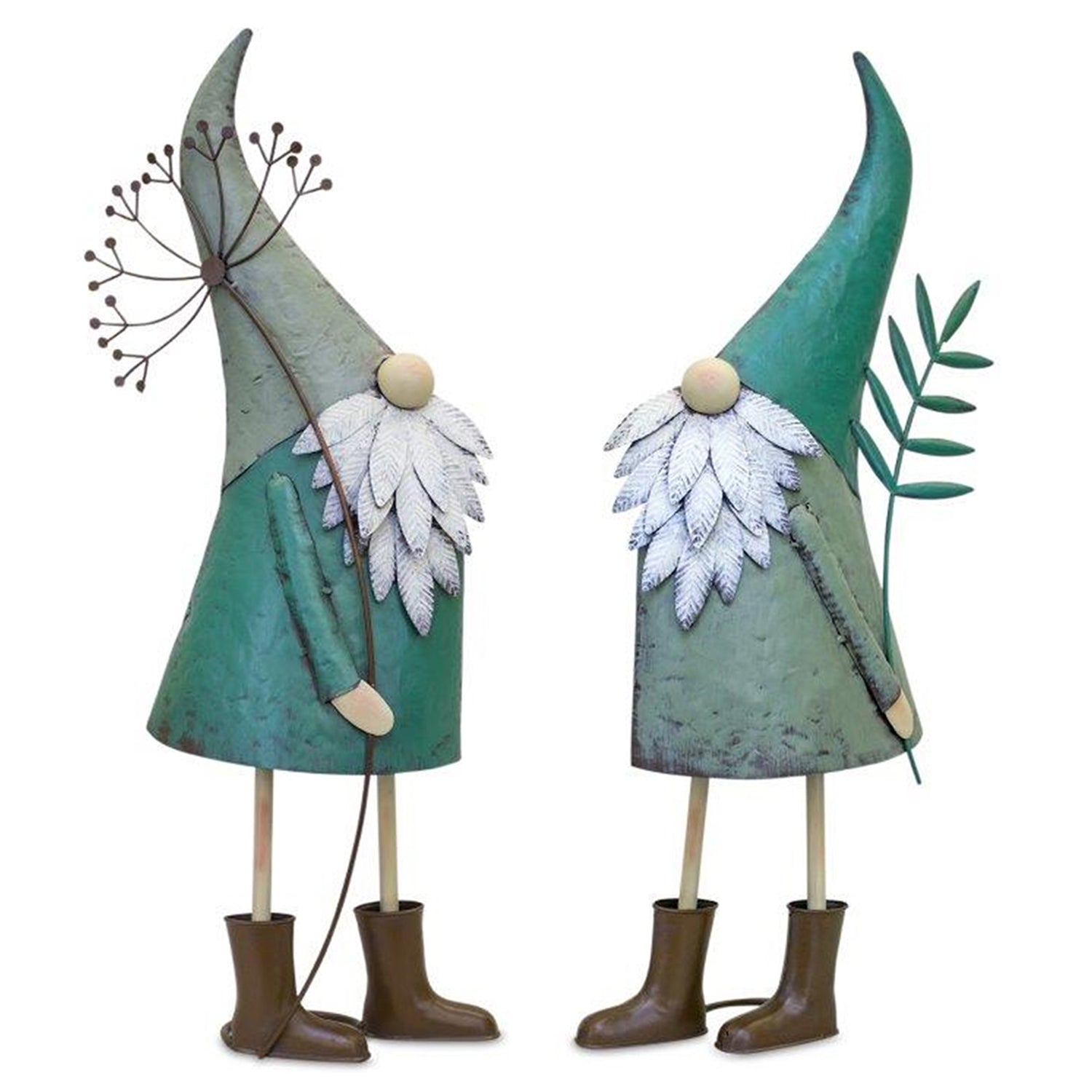 Iron Metal Standing Garden Gnome Set of 2