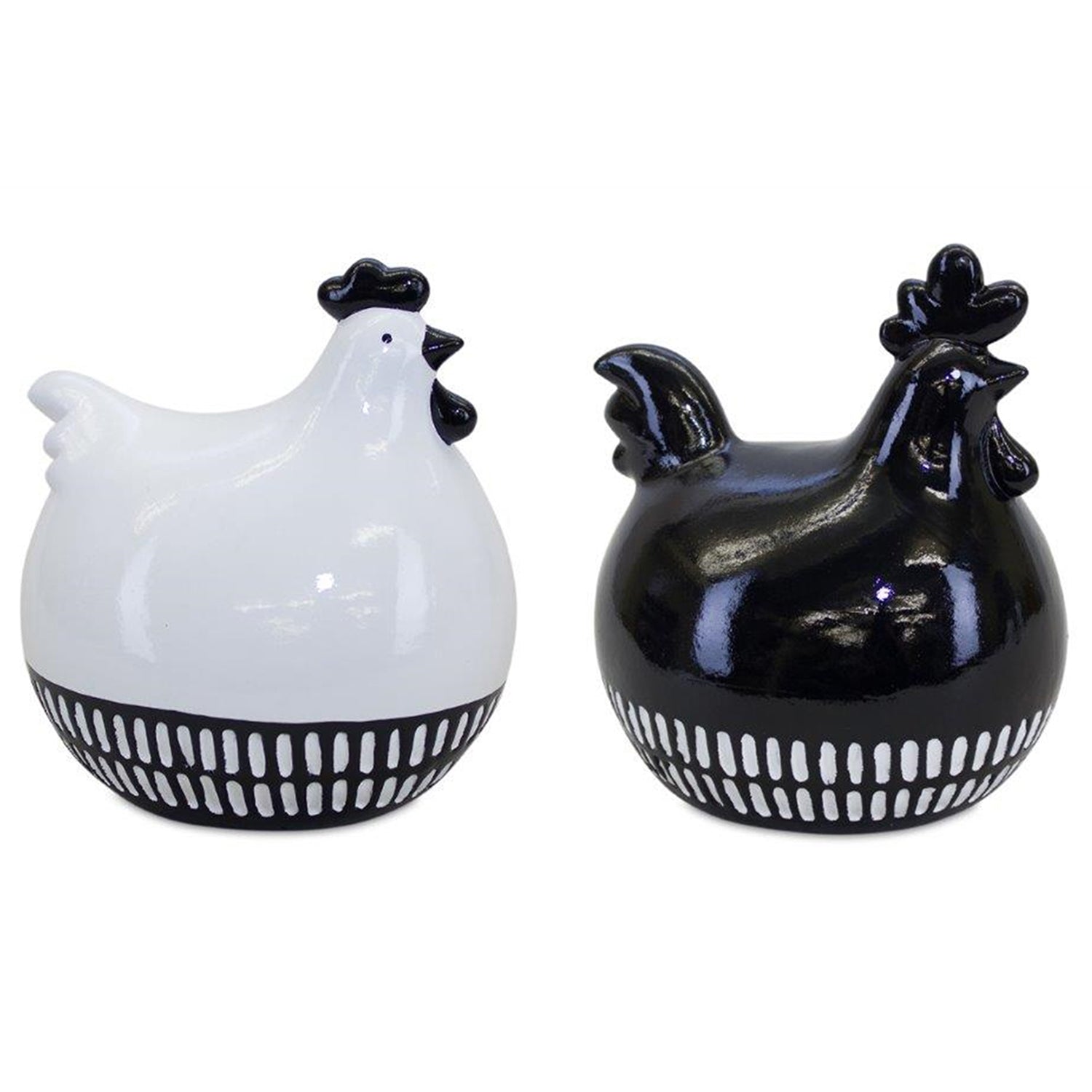 Modern Black and White Chicken Decor Set of 2