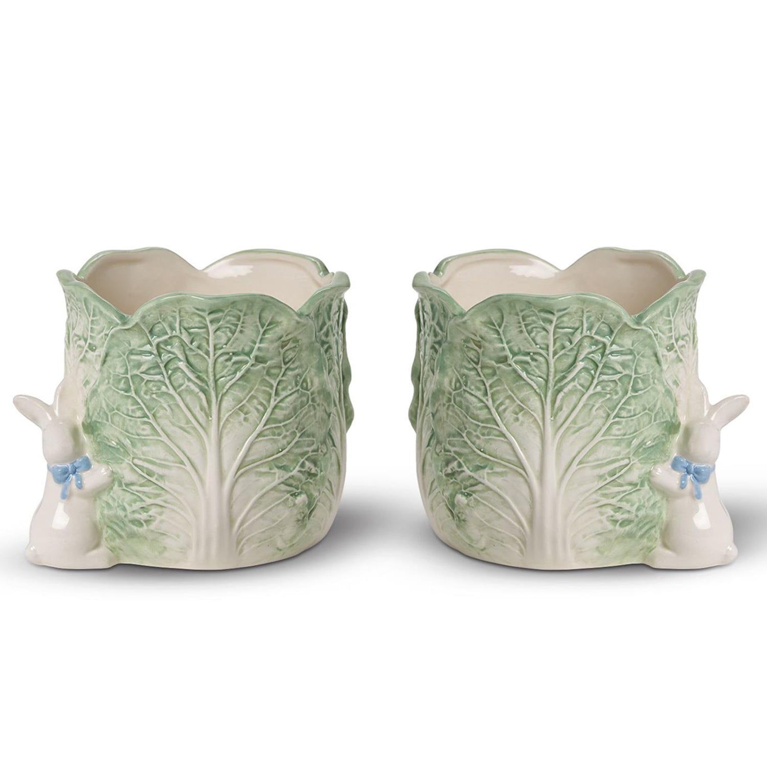 Cabbage and Bunny Cachepot/Planter Set of 2